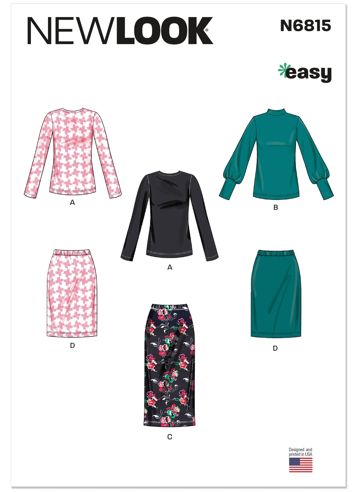 Patron New Look n°6815 – Haut manches longues et jupe pull-on