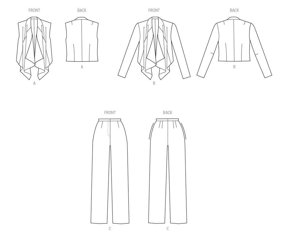 Patron New Look n°6817 – Veste drapée & pantalon droit
