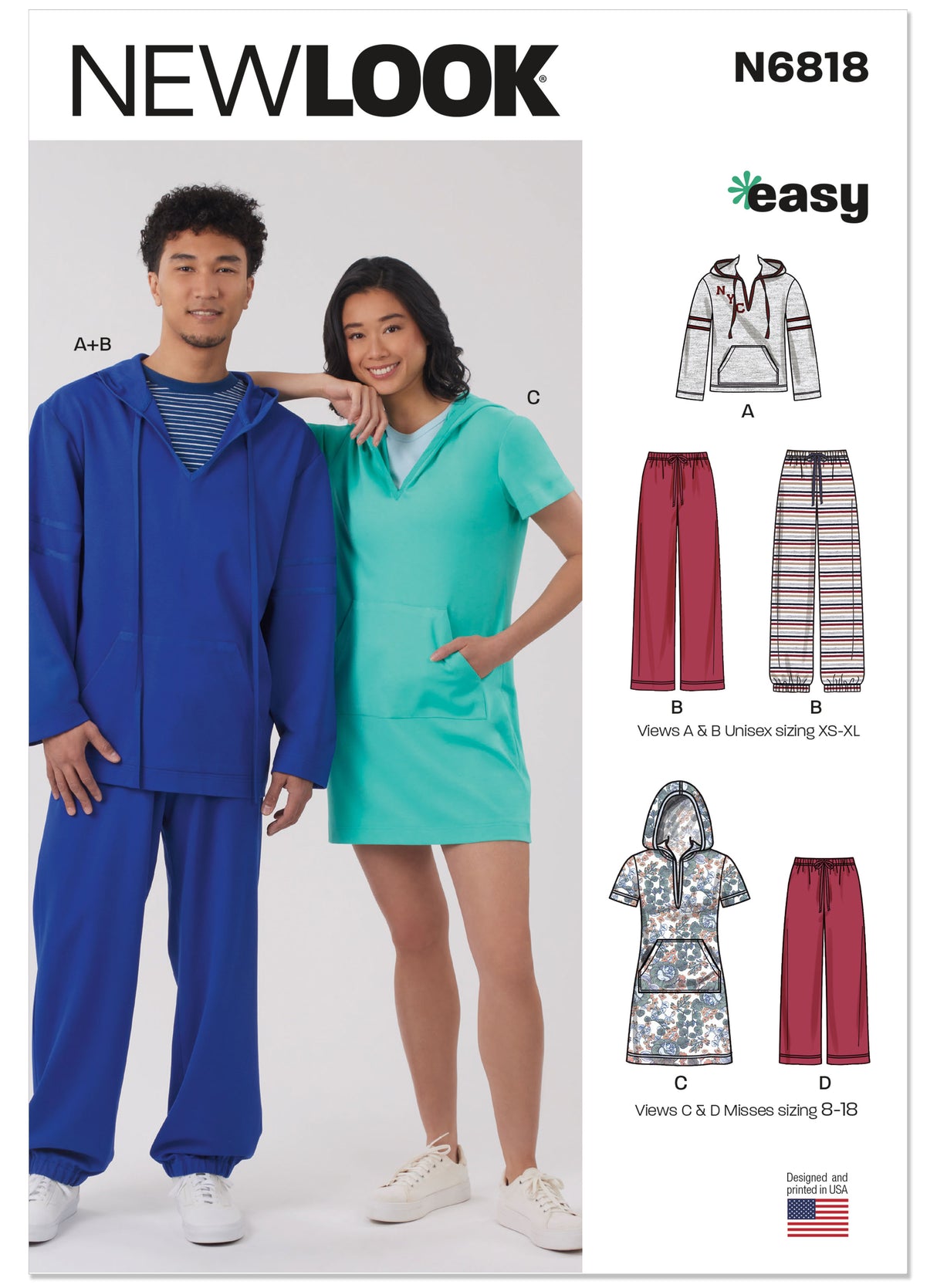 Patron New Look n°6818 – Hoodie, pantalon & robe maille
