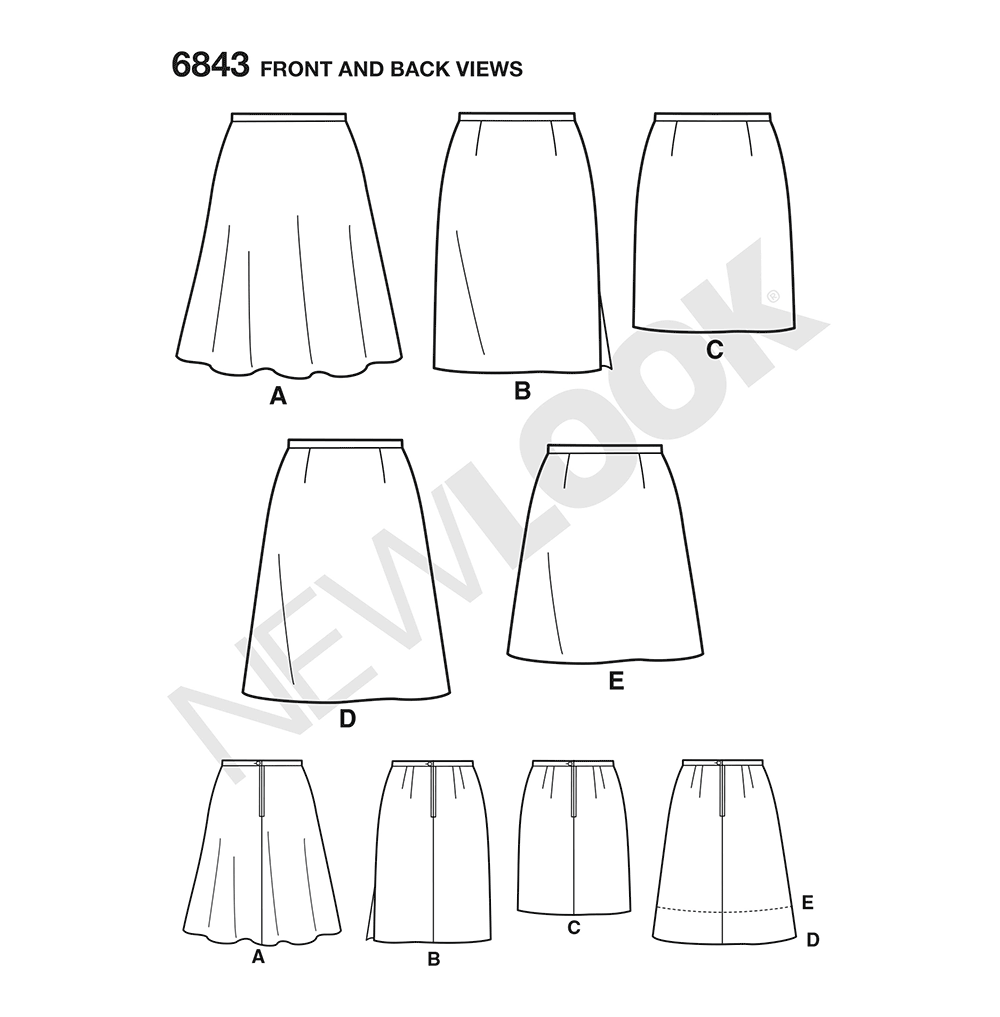 Patron New Look n°6843 – Jupe femme