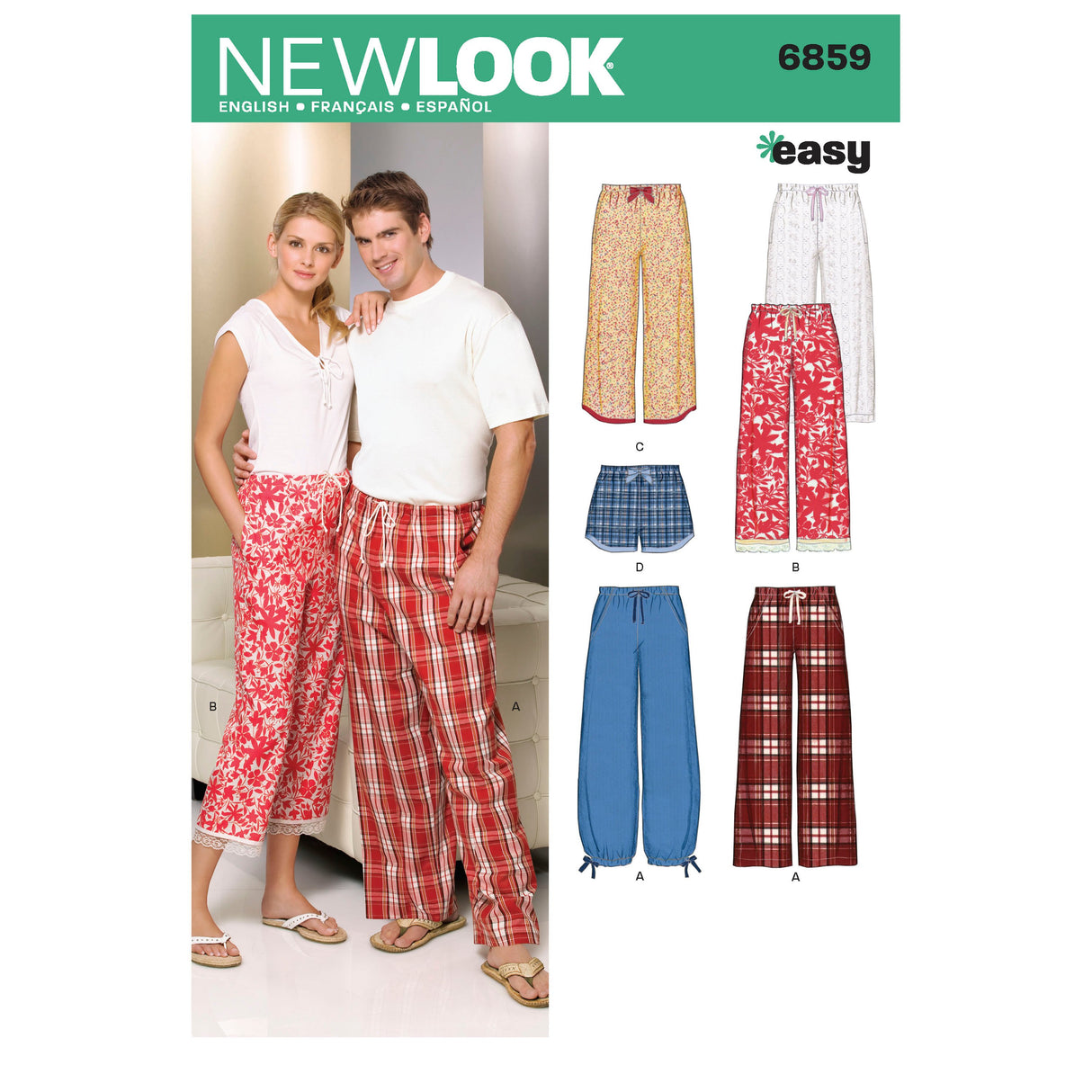 Patron New Look n°6859 – Pantalon, pantacourt et short unisexes