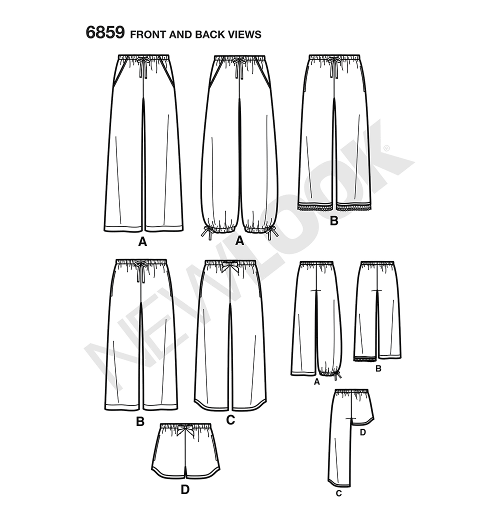 Patron New Look n°6859 – Pantalon, pantacourt et short unisexes