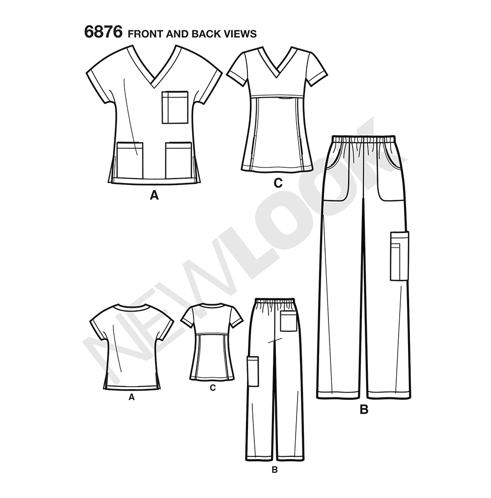 Patron New Look n°6876 – Ensemble médical unisexe
