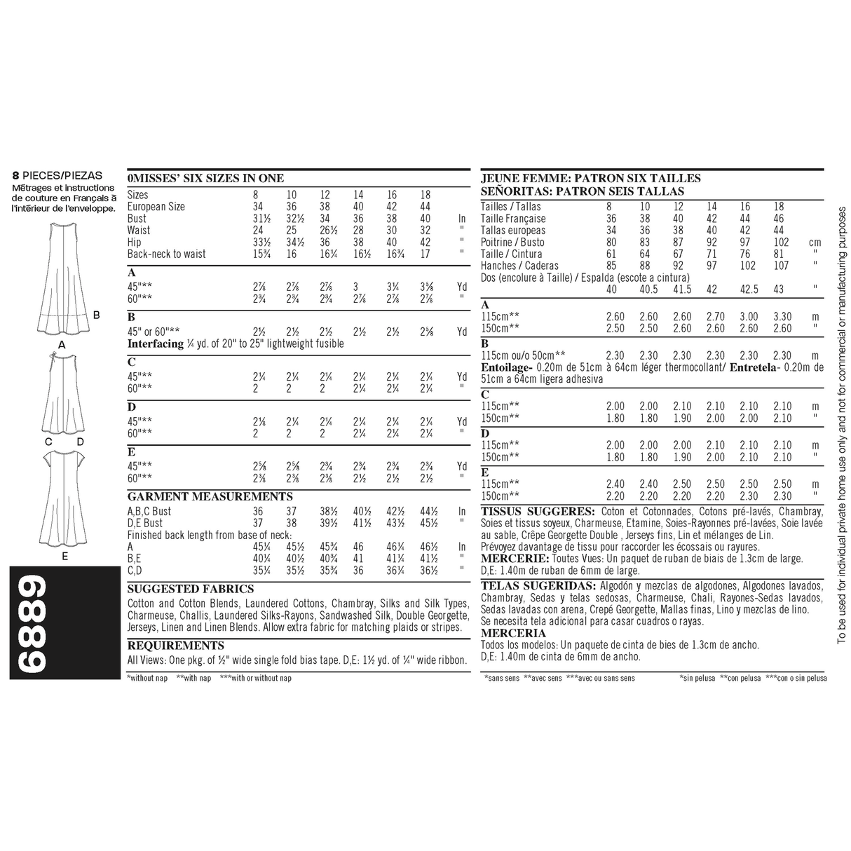Patron New Look n°6889 – Robe fluide pour femme