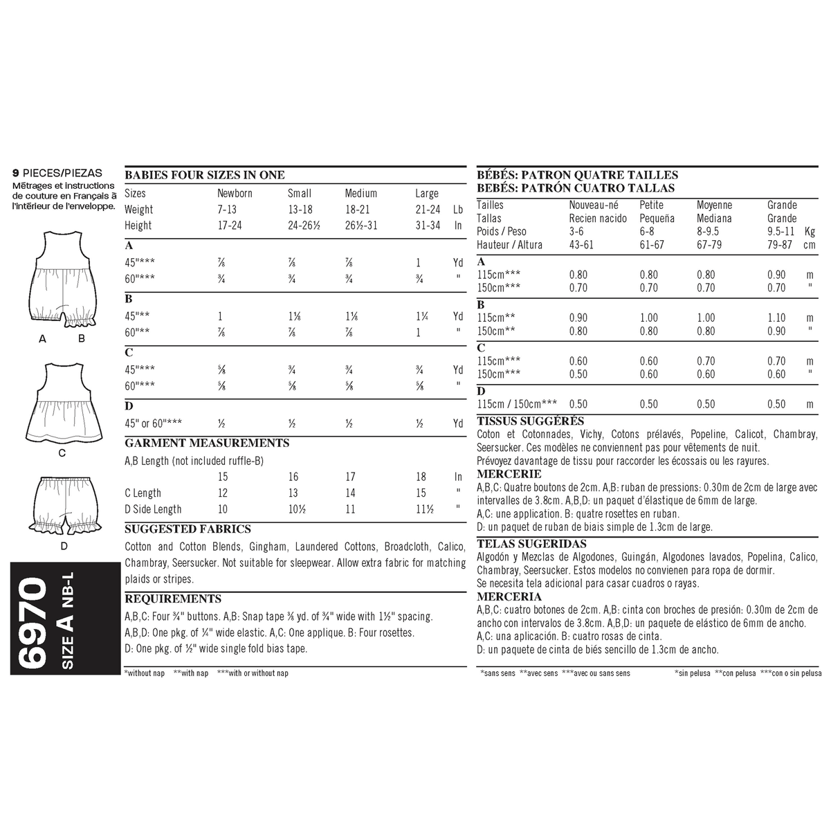 Patron New Look n°6970 – Ensemble bébé