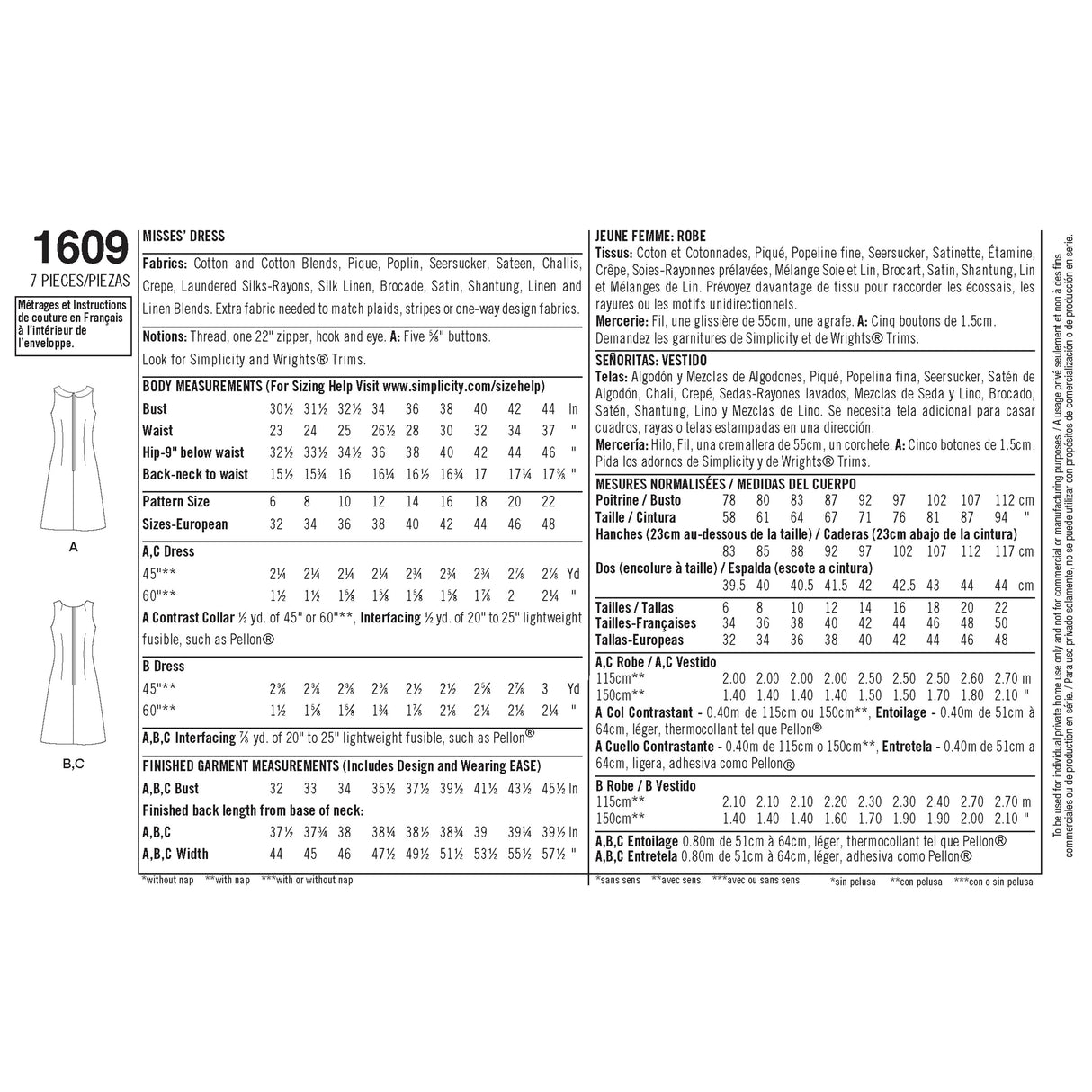 Patron Simplicity n°1609 – Robe trapèze vintage