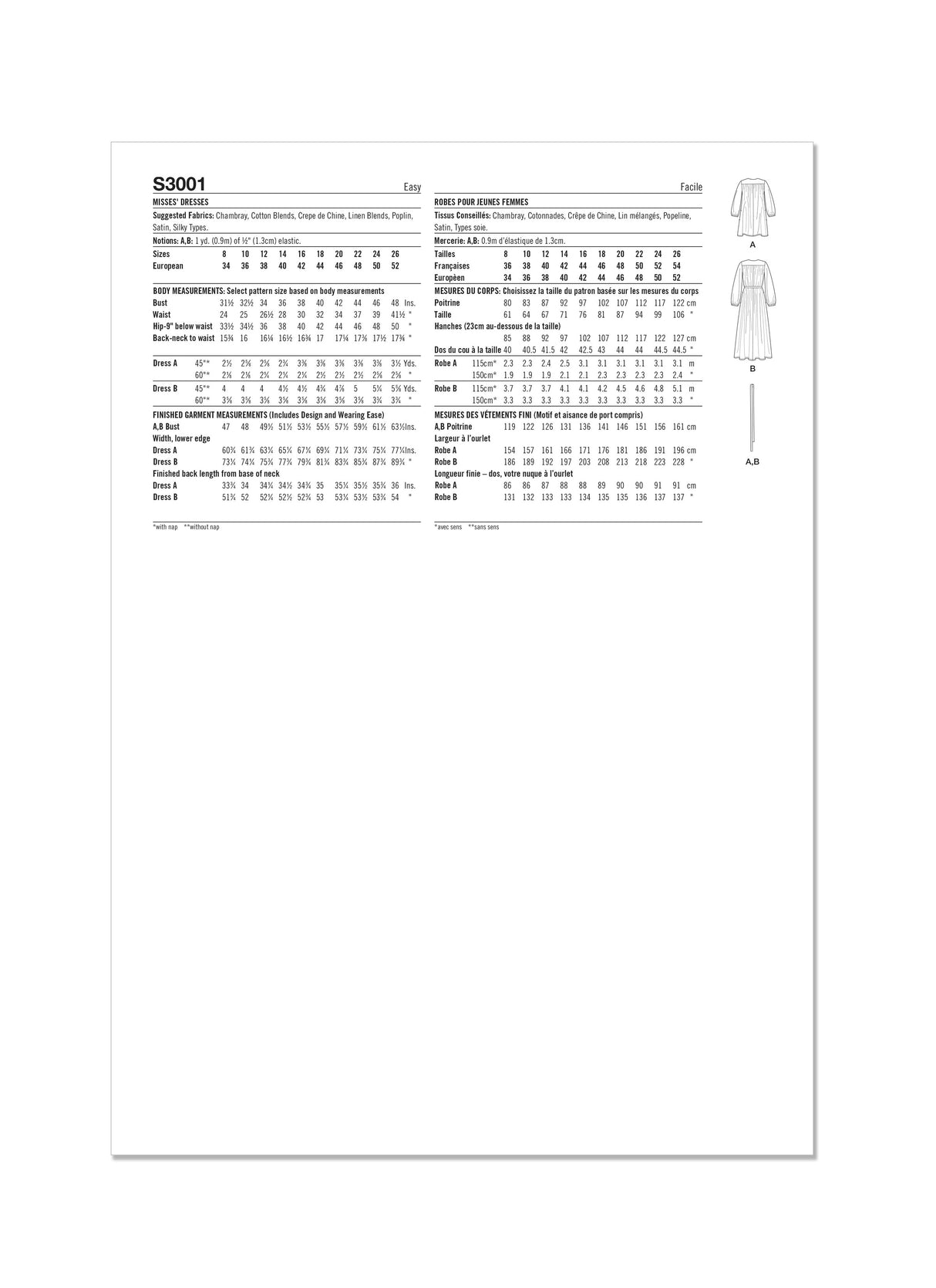 Patron Simplicity n°3001 – Robe encolure V