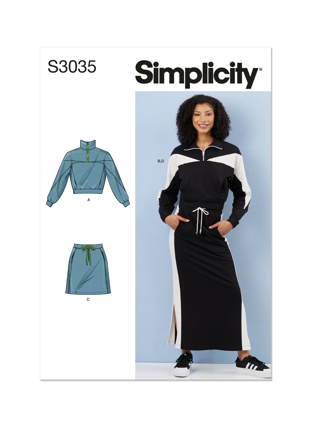 Patron Simplicity n°3035 - Tops à zip & jupes tricotées