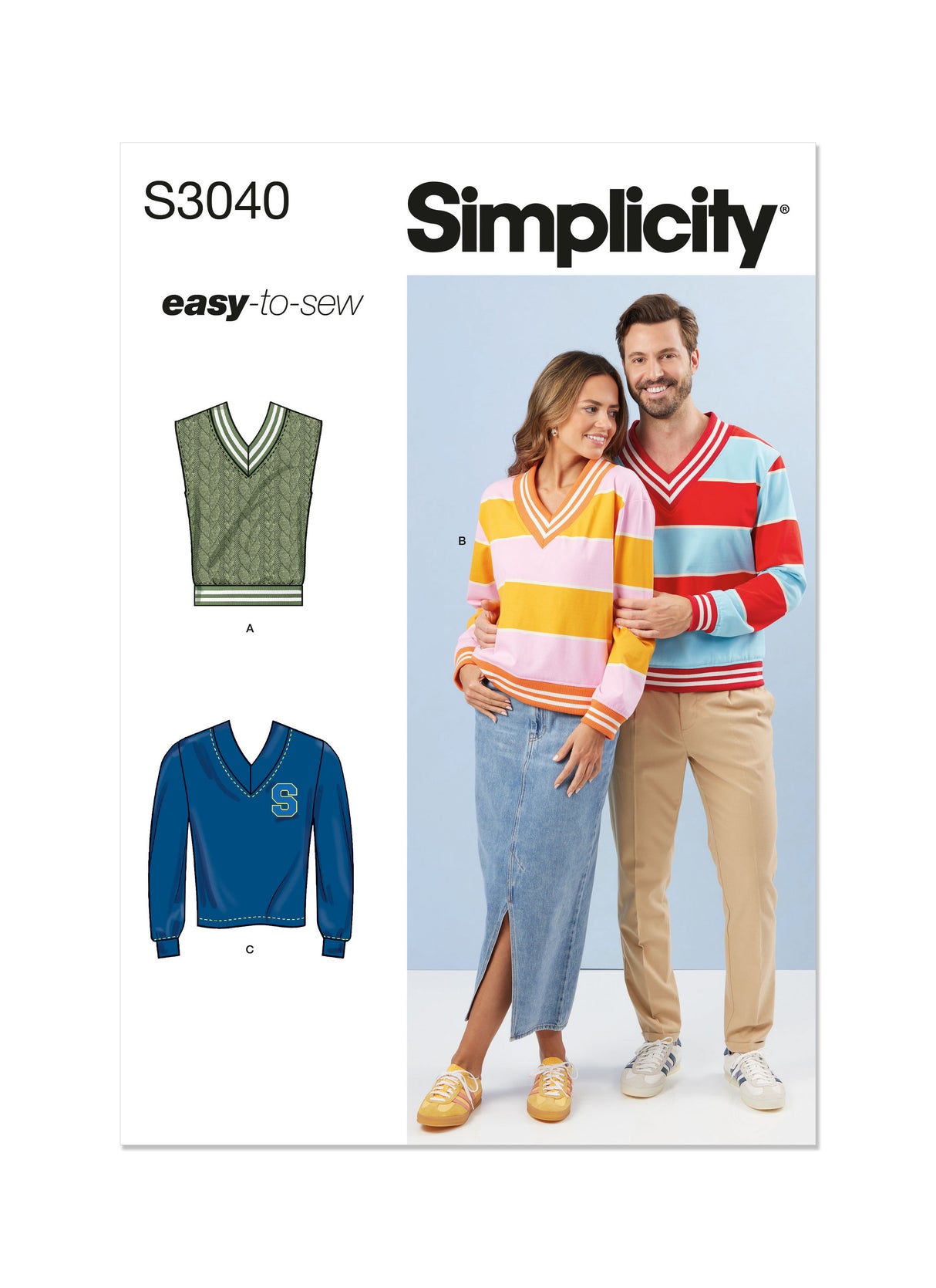 Patron Simplicity n°3040 - Débardeur & tops unisexe col V