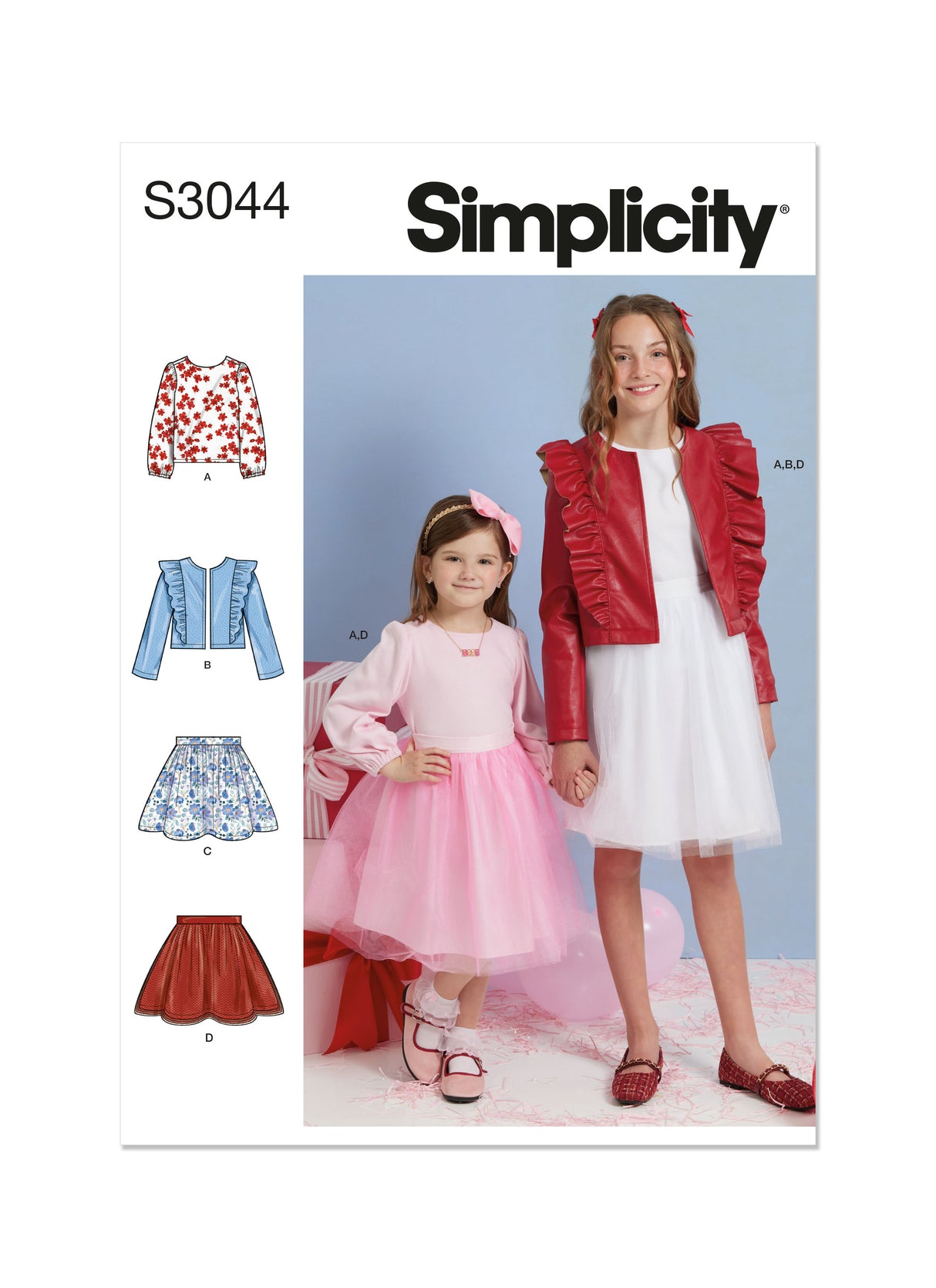 Patron Simplicity n°3044 – Ensemble filles : veste, jupes & haut