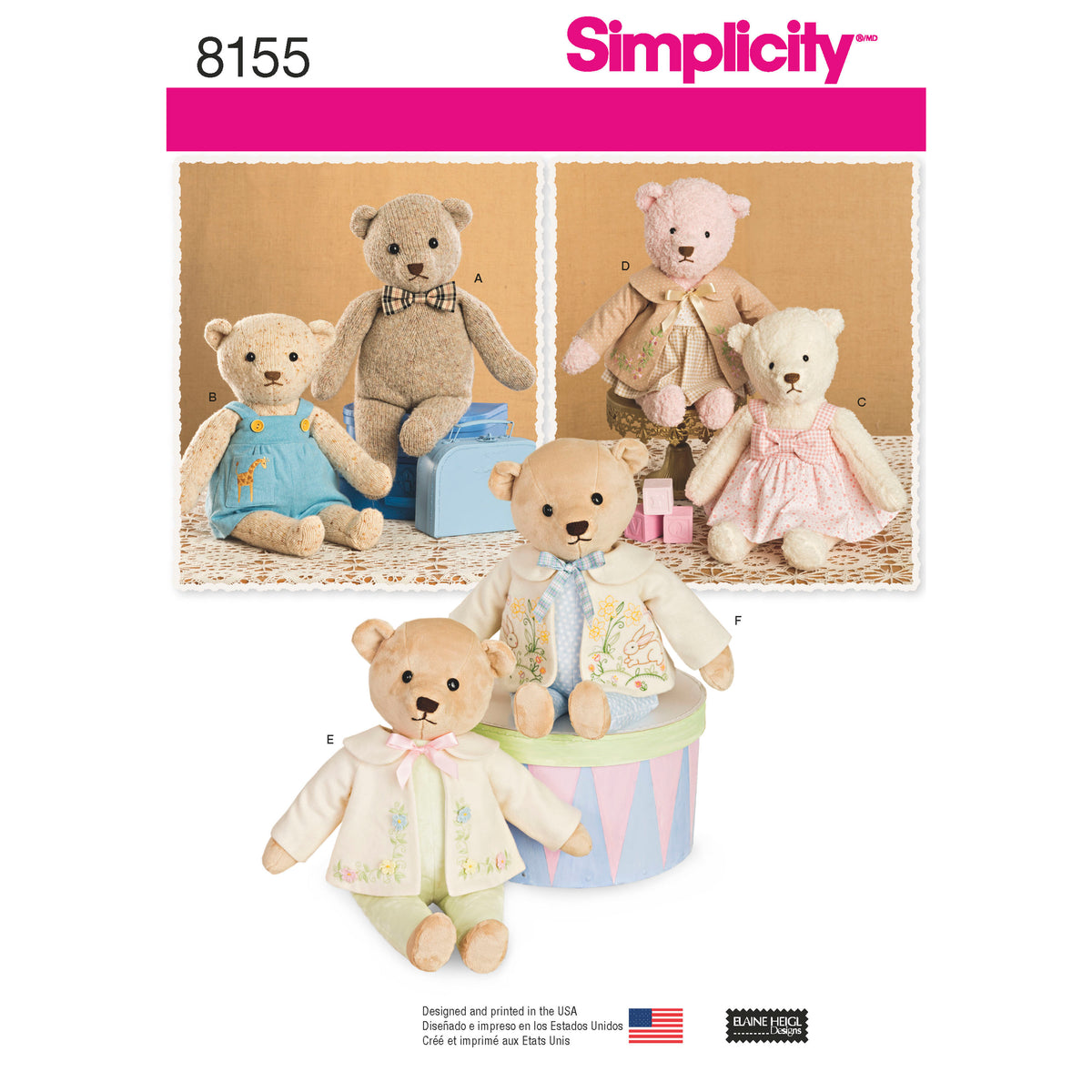 Patron Simplicity n°8155 - Ours en peluche avec vêtements