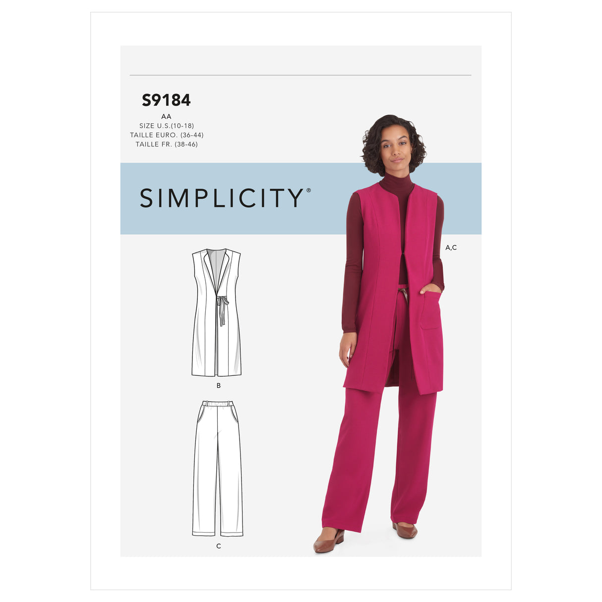 Patron Simplicity n°9184 – Ensemble gilet sans manches et pantalon droit