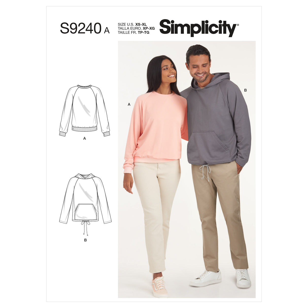Patron Simplicity n°9240 – Sweat unisexe raglan pull‑on