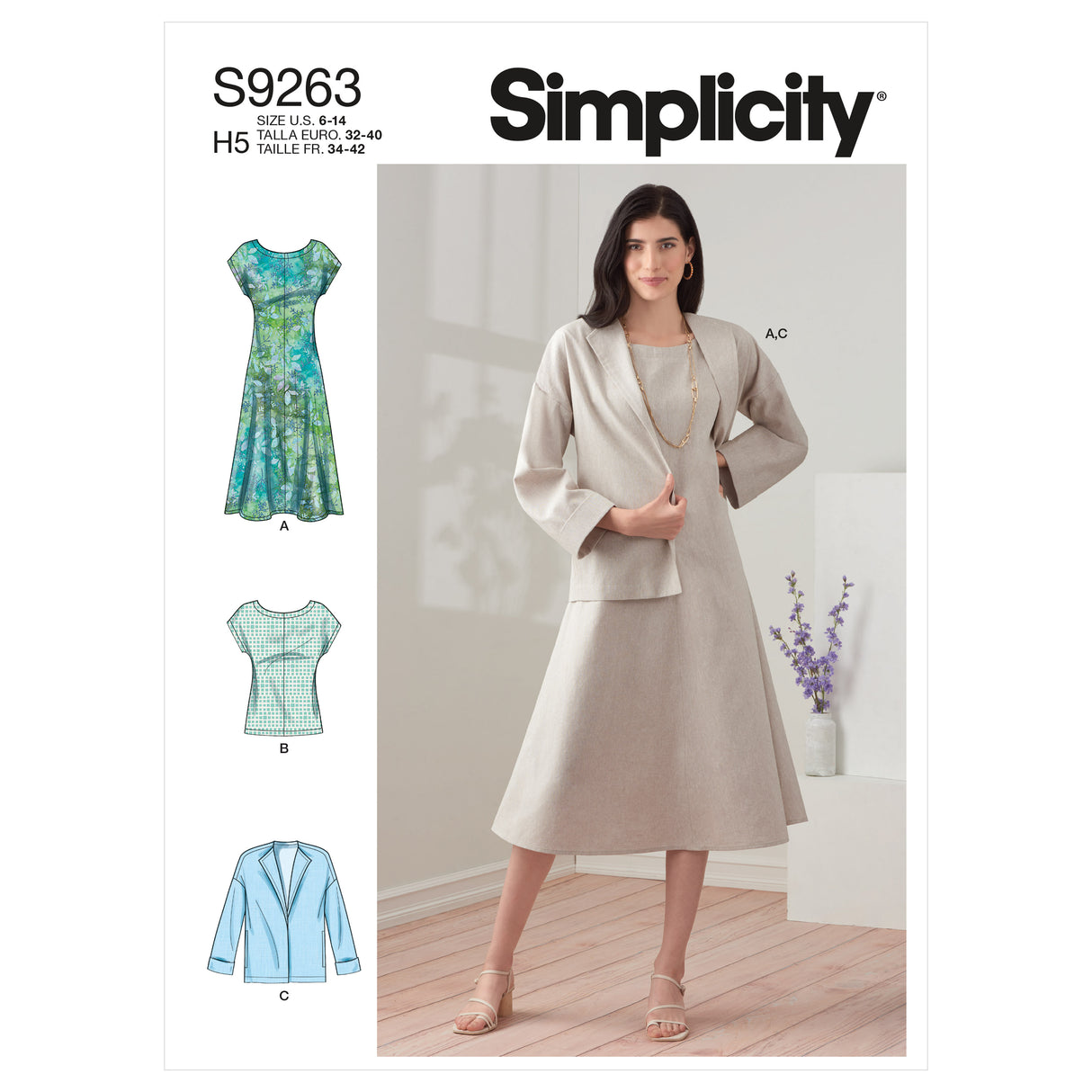 Patron Simplicity n°9263 – Ensemble robe, veste et top pour femme