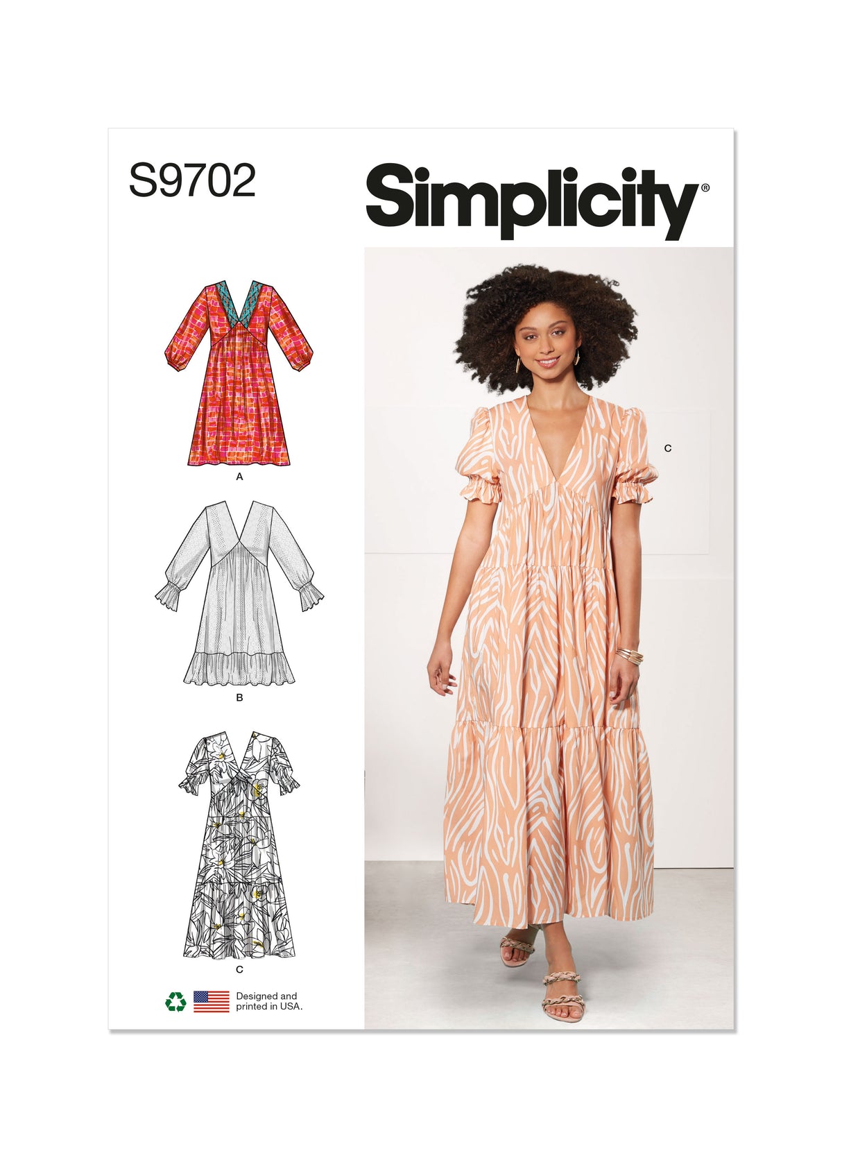 Patron Simplicity n°9702 – Robe empire à volants et poches