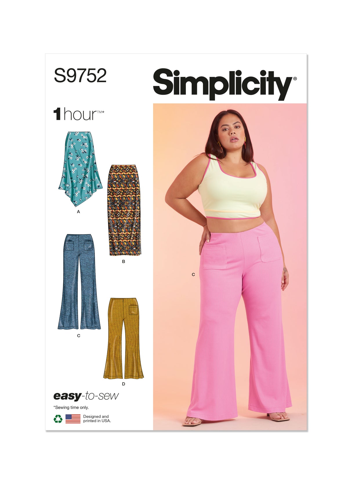 Patron Simplicity n°9752 – Jupes et pantalons en maille pour femmes