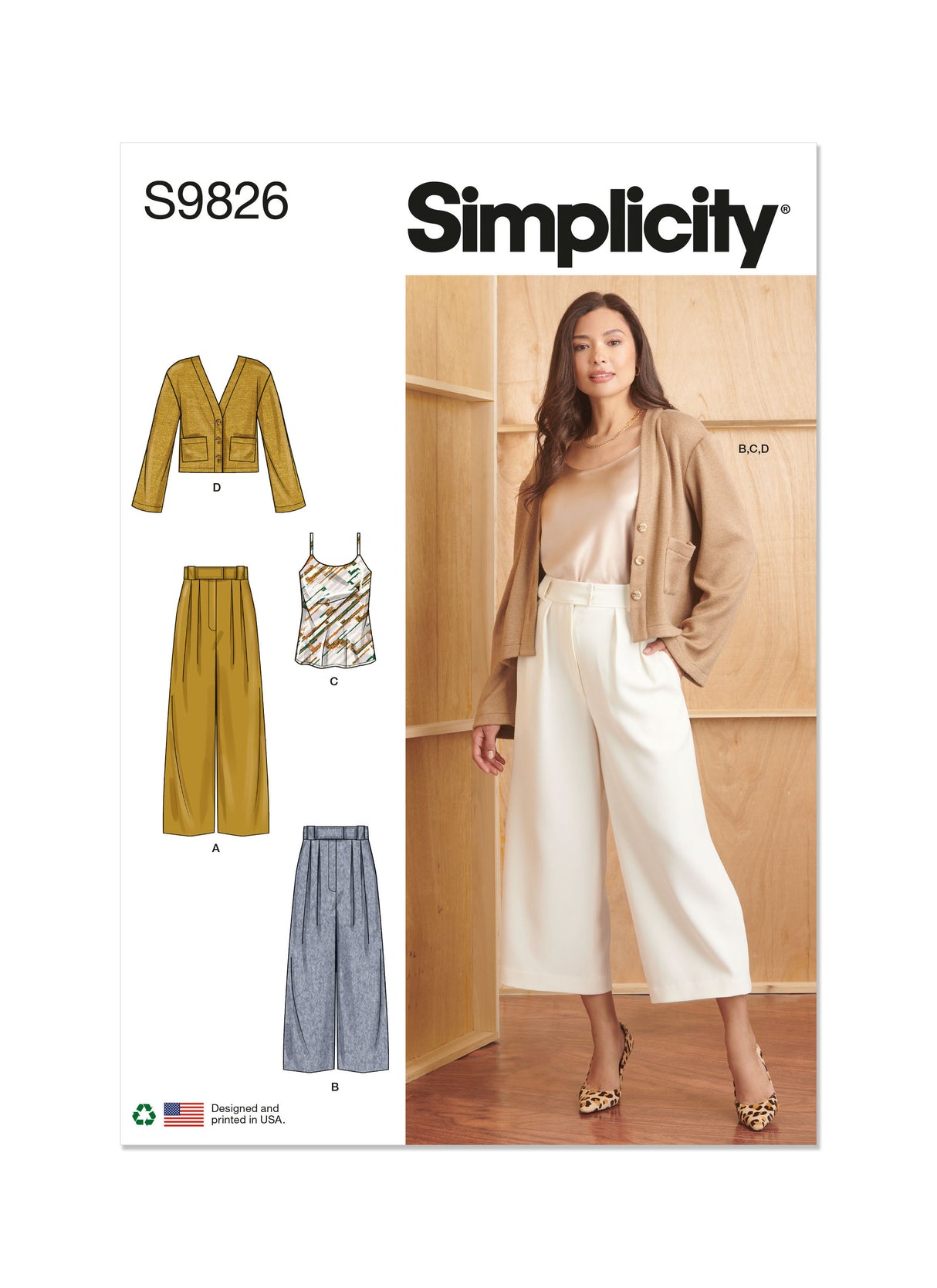 Patron Simplicity n°9826 – Pantalon, caraco et cardigan pour femmes