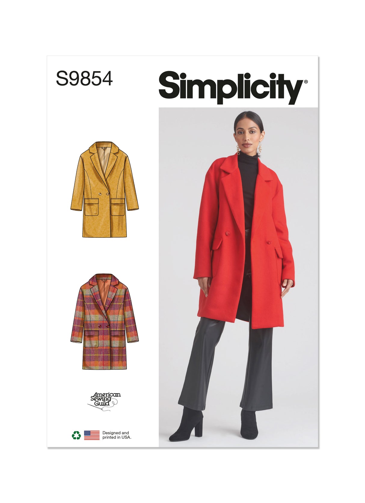 Patron Simplicity n°9854 – Manteau doublé pour femmes