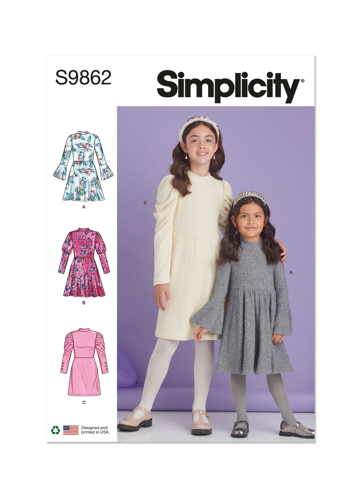 Patron Simplicity n°9862 – Robes en maille pour enfants et filles