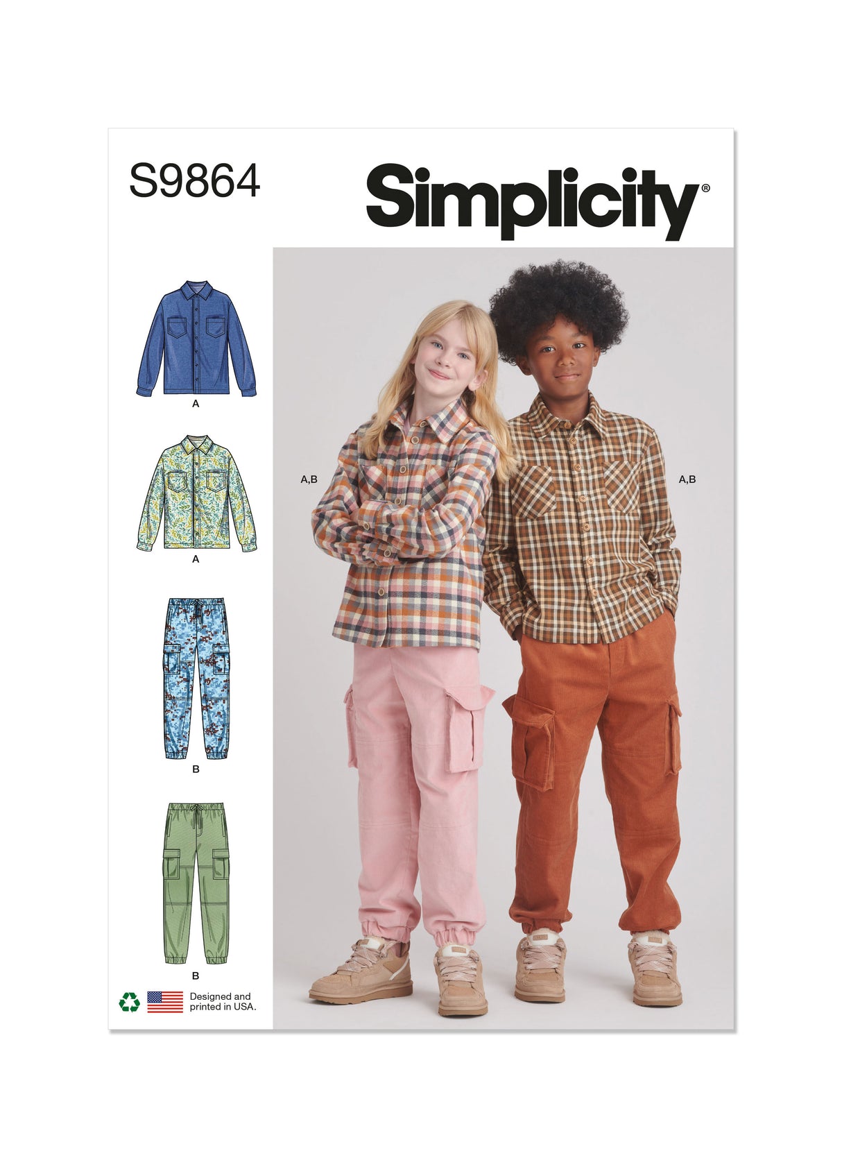 Patron Simplicity n°9864 – Chemise et pantalon cargo pour enfants