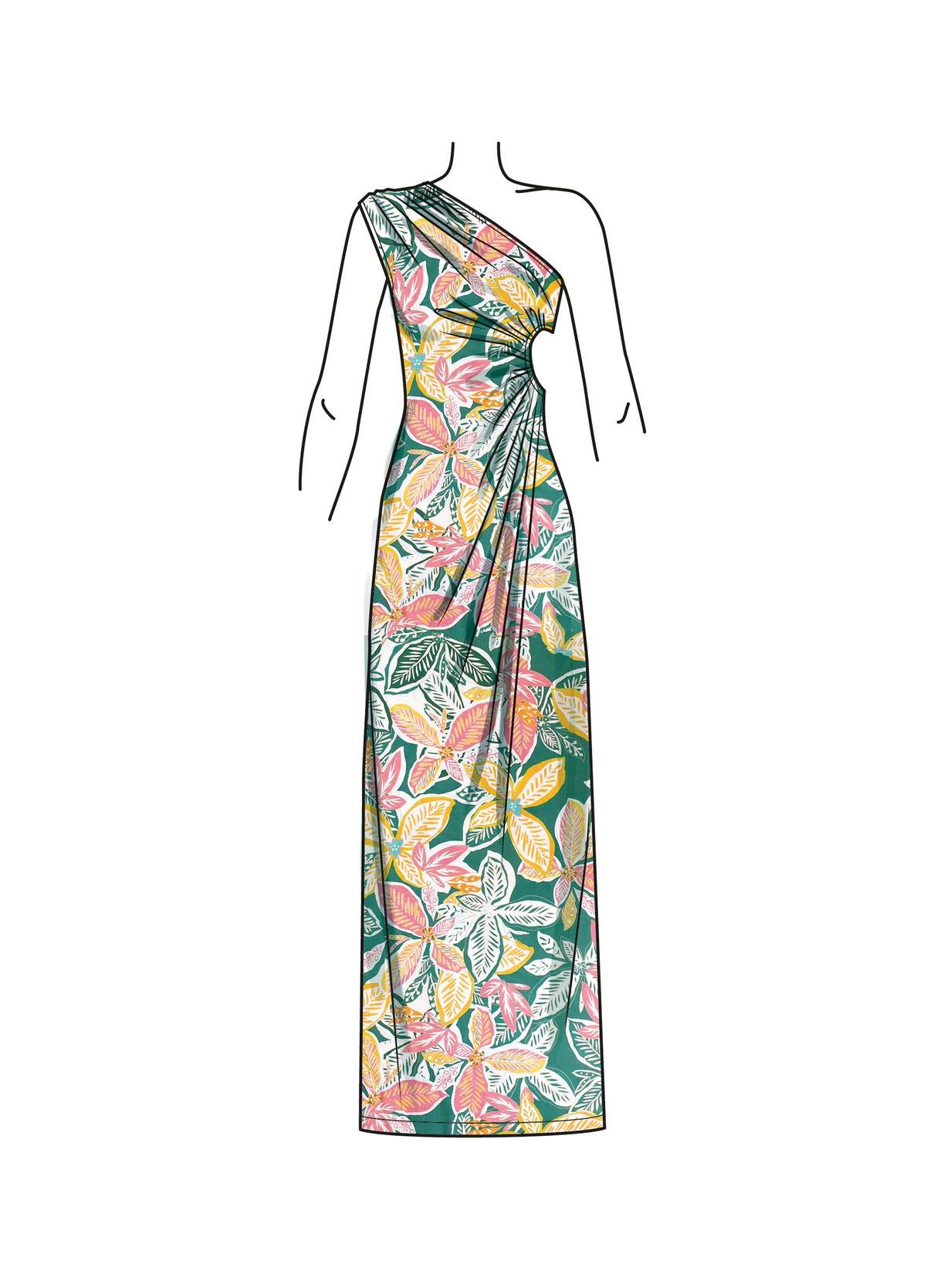 Patron Simplicity n°9885 – Robe asymétrique une épaule en jersey