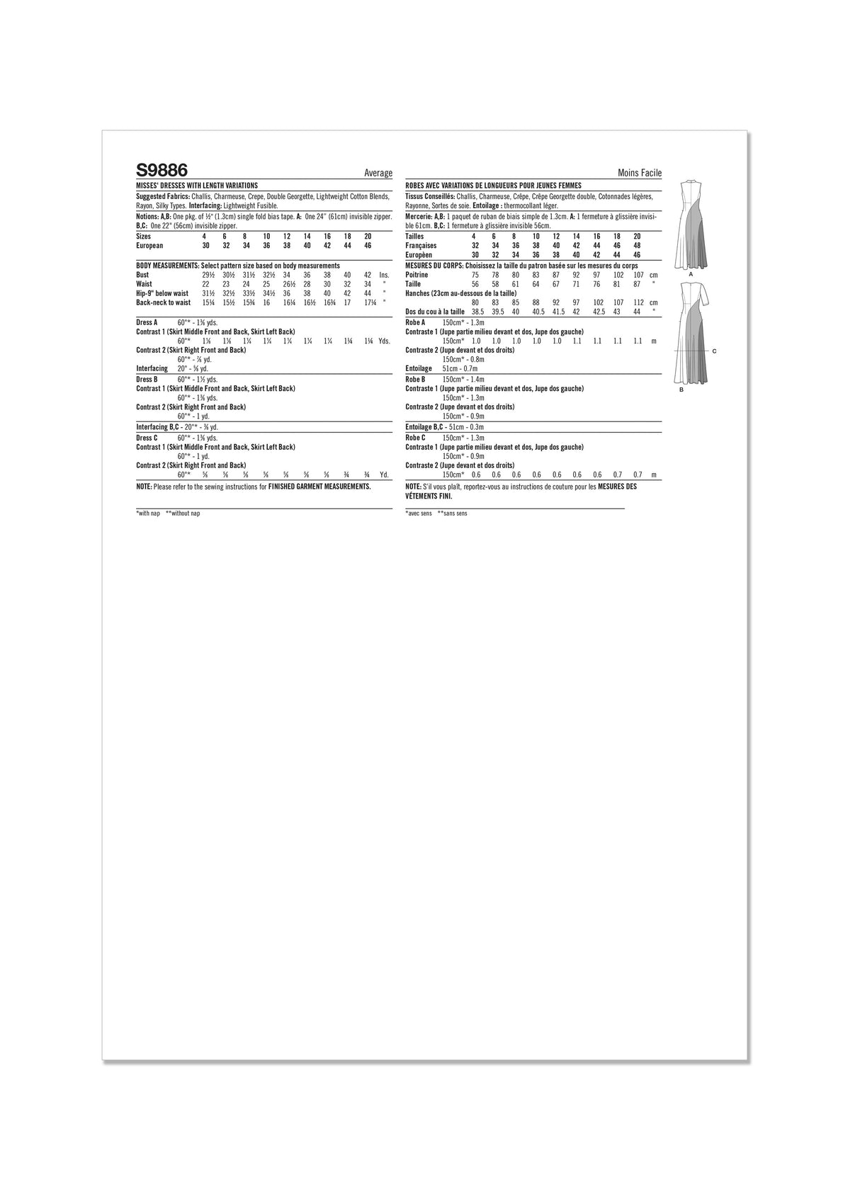 Patron Simplicity n°9886 – Robe color‑block mi‑longue évasée