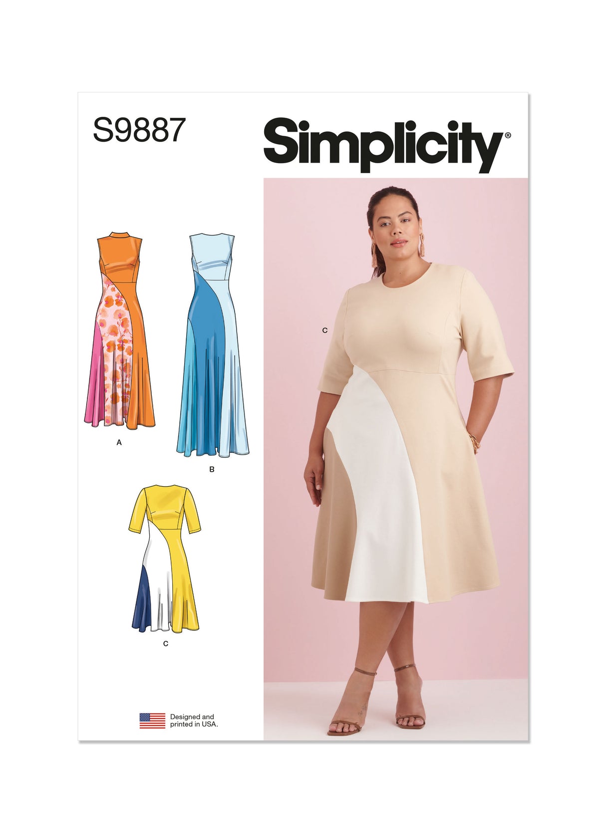 Patron Simplicity n°9887 – Robe color‑block à panneaux princesse