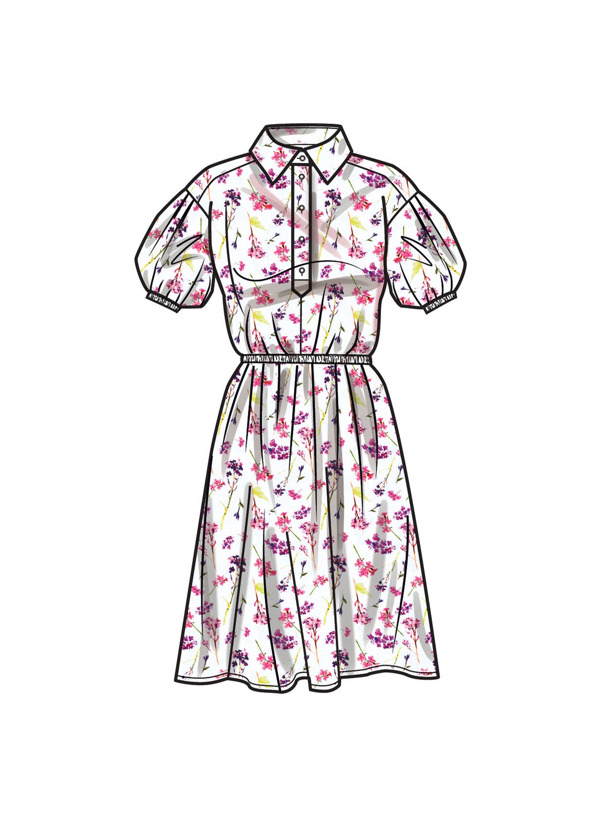 Patron Simplicity n°9888 – Robe chemise volumineuse à manches bouffantes