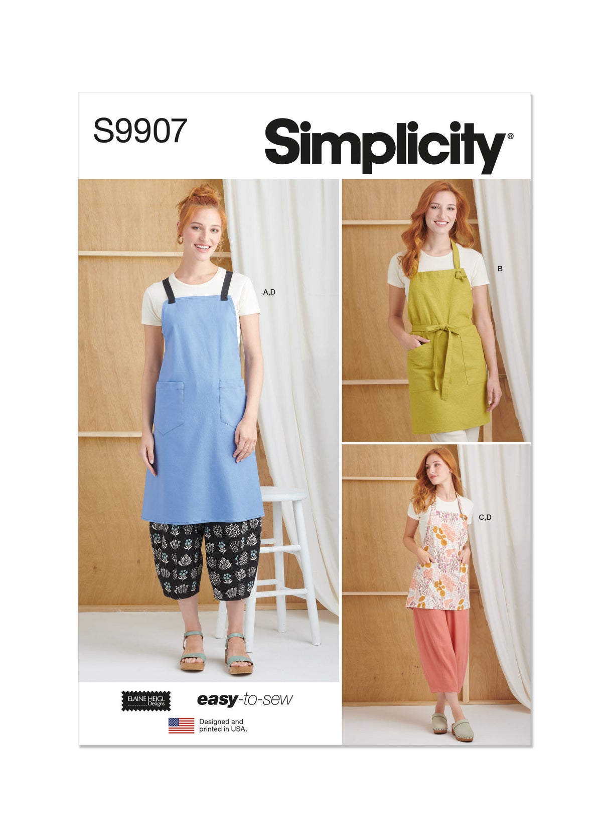 Patron Simplicity n°9907 – Tabliers en trois longueurs et pantalons lanternes