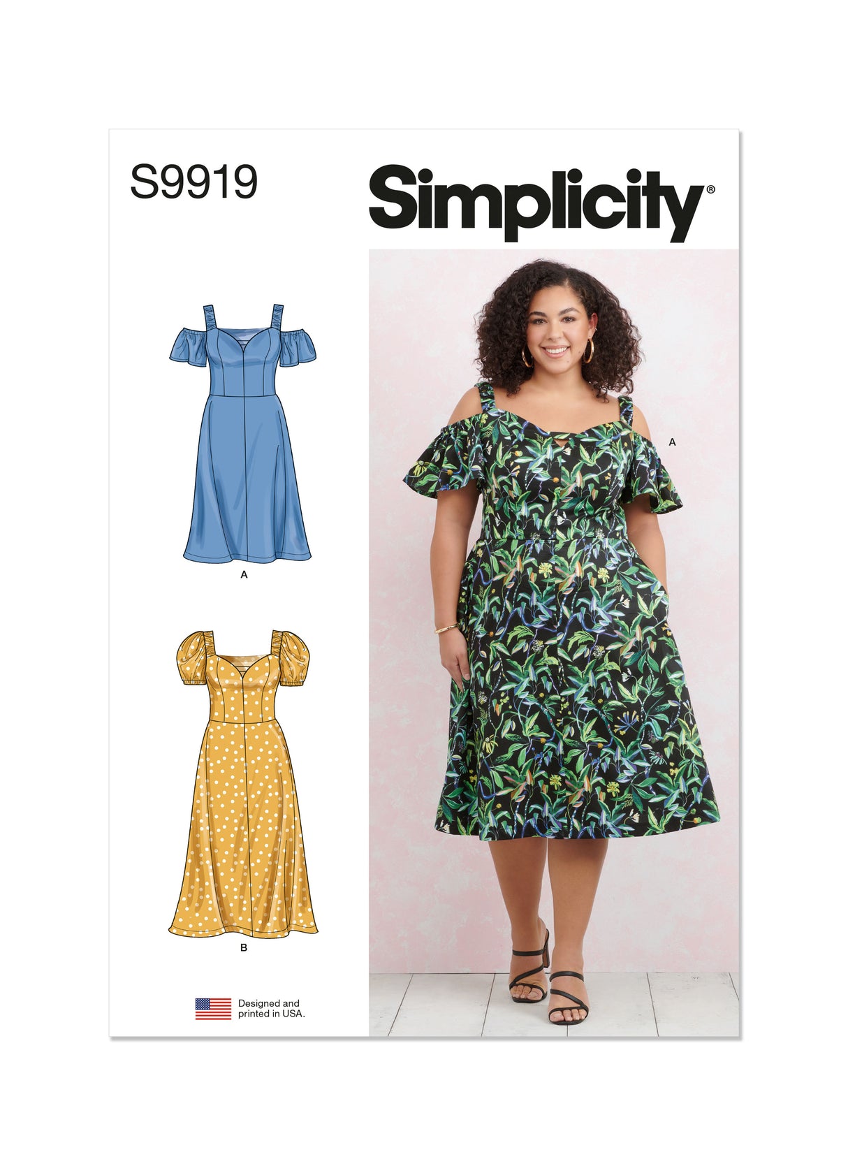 Patron Simplicity n°9919 – Robe à encolure sweetheart et manches au choix