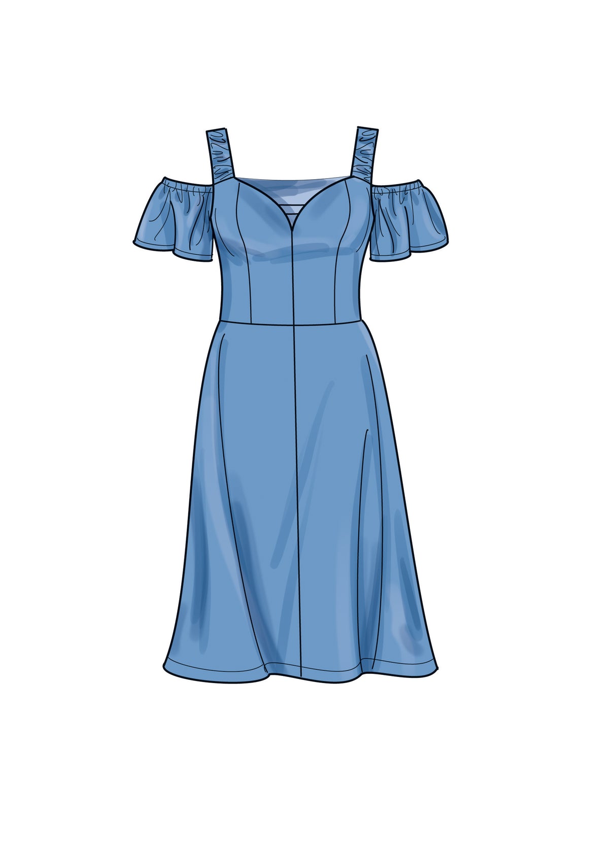Patron Simplicity n°9919 – Robe à encolure sweetheart et manches au choix