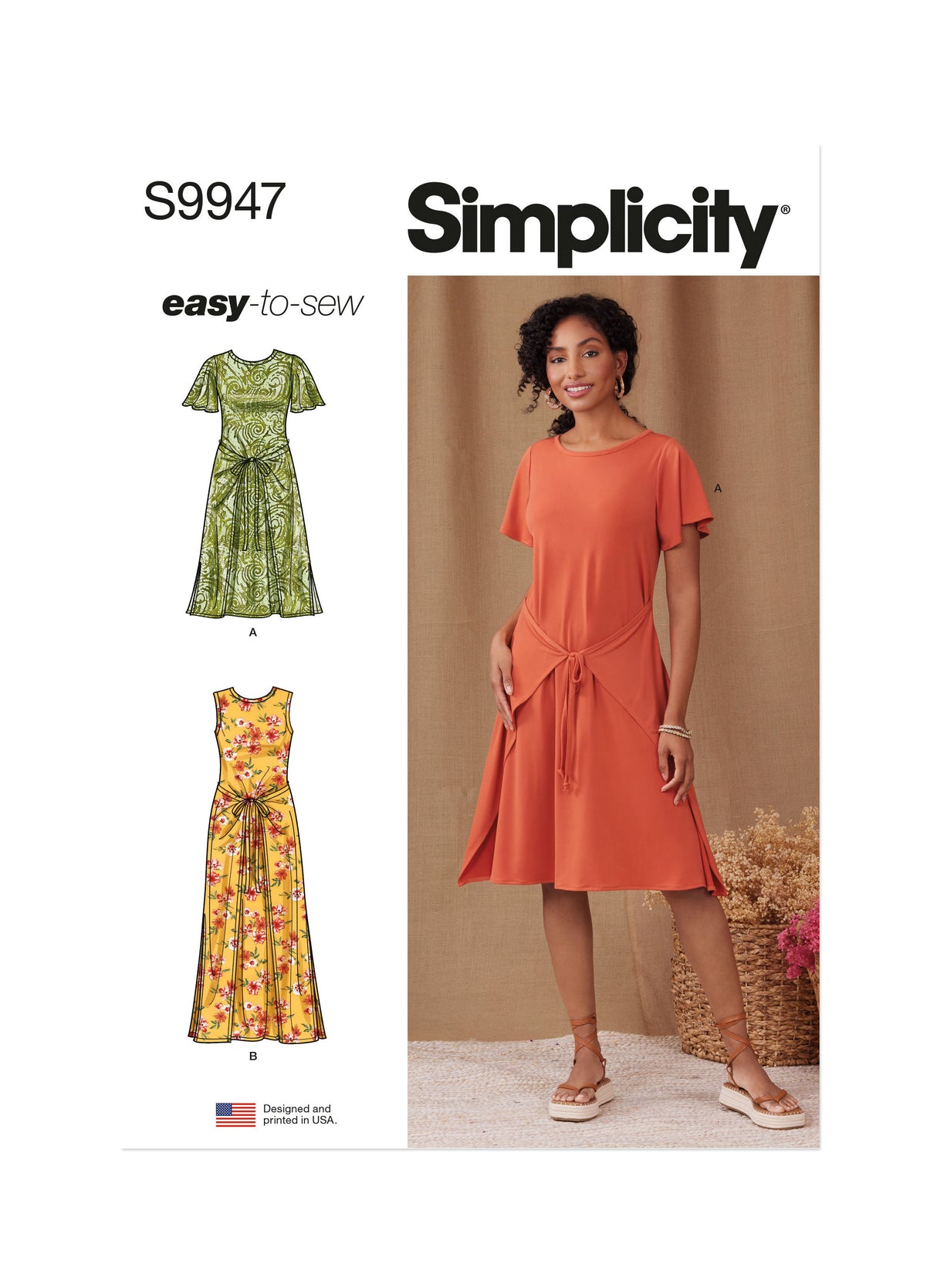 Patron Simplicity n°9947 – Robe portefeuille manches volantes ou sans manches