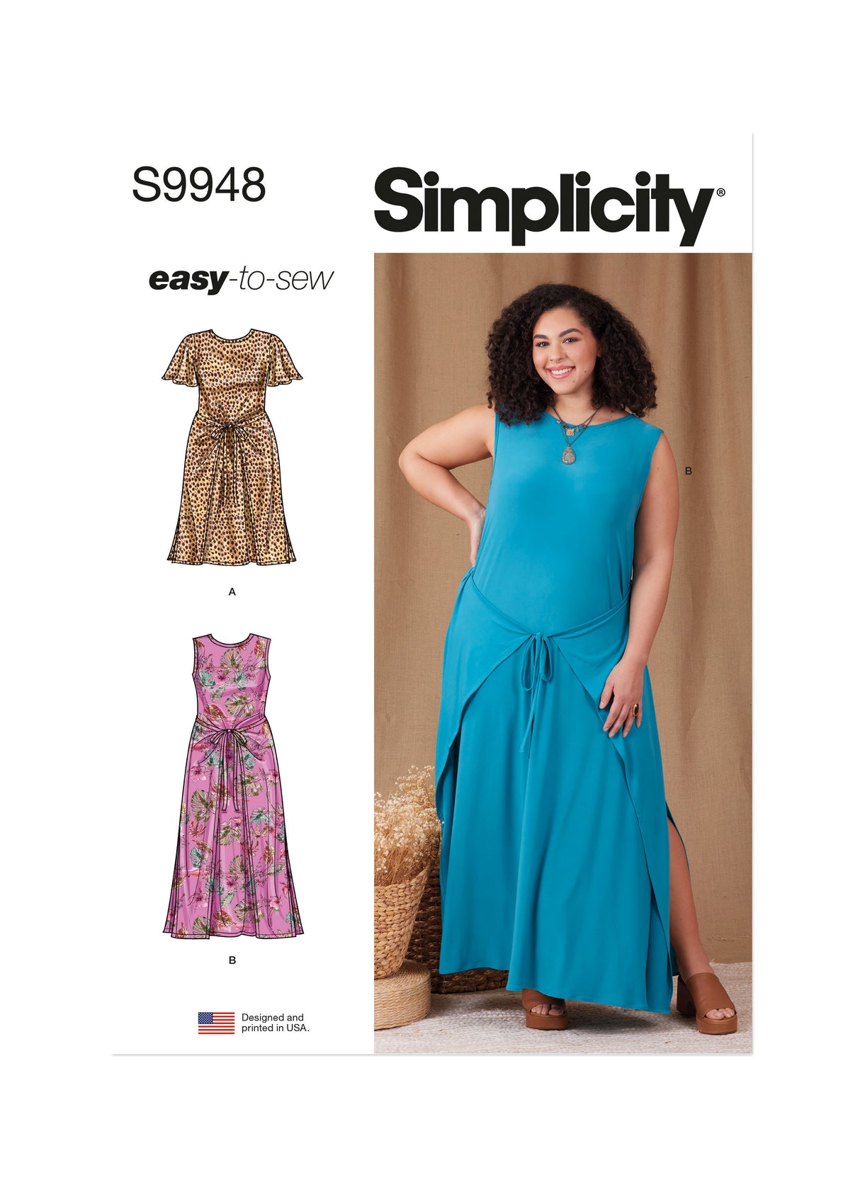 Patron Simplicity n°9948 – Robe portefeuille maille manches flutter