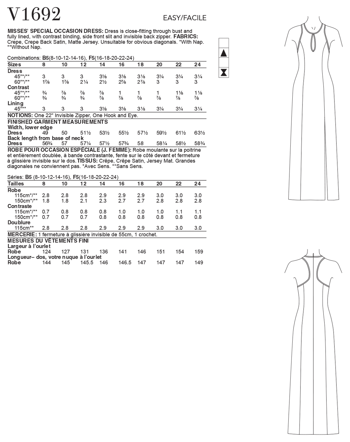 Patron Vogue n°1692 - Robe ajustée avec bande contrastante