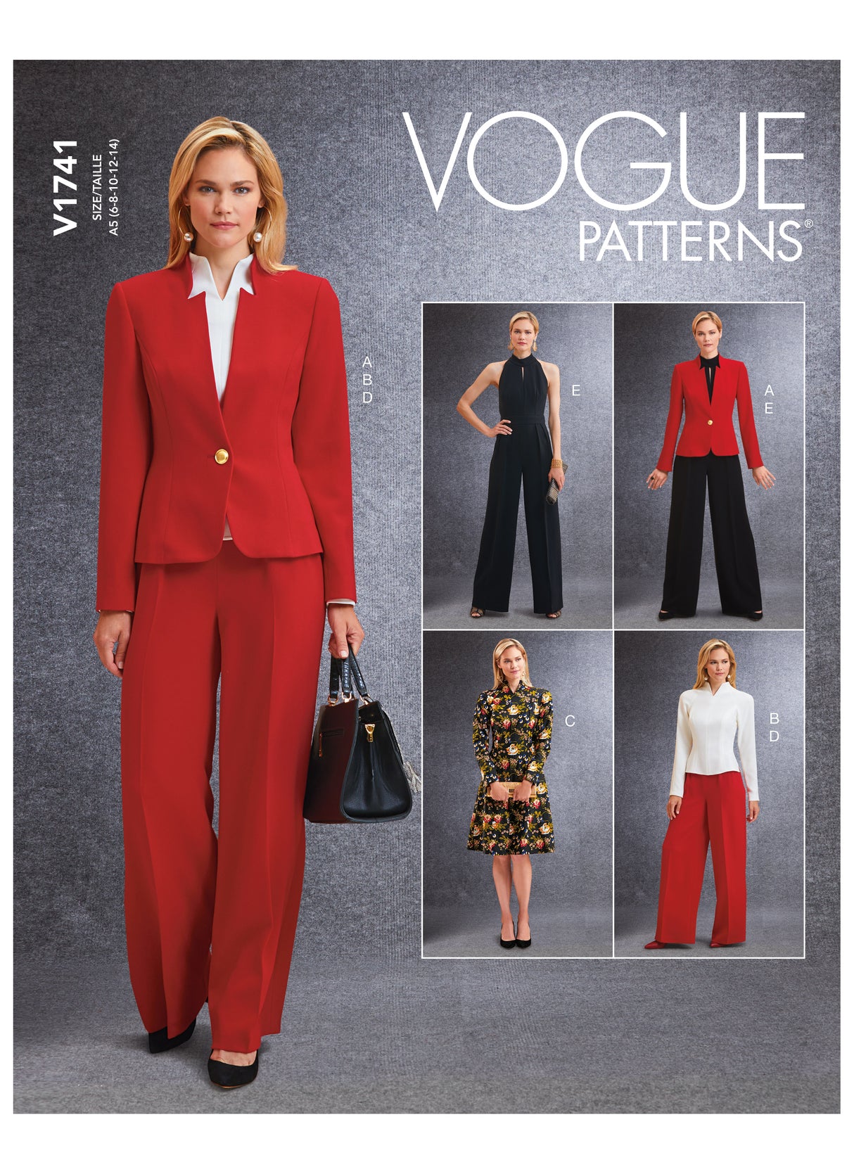 Patron Vogue n°1741 - Ensemble veste ajustée, haut, robe, pantalon large et combinaison
