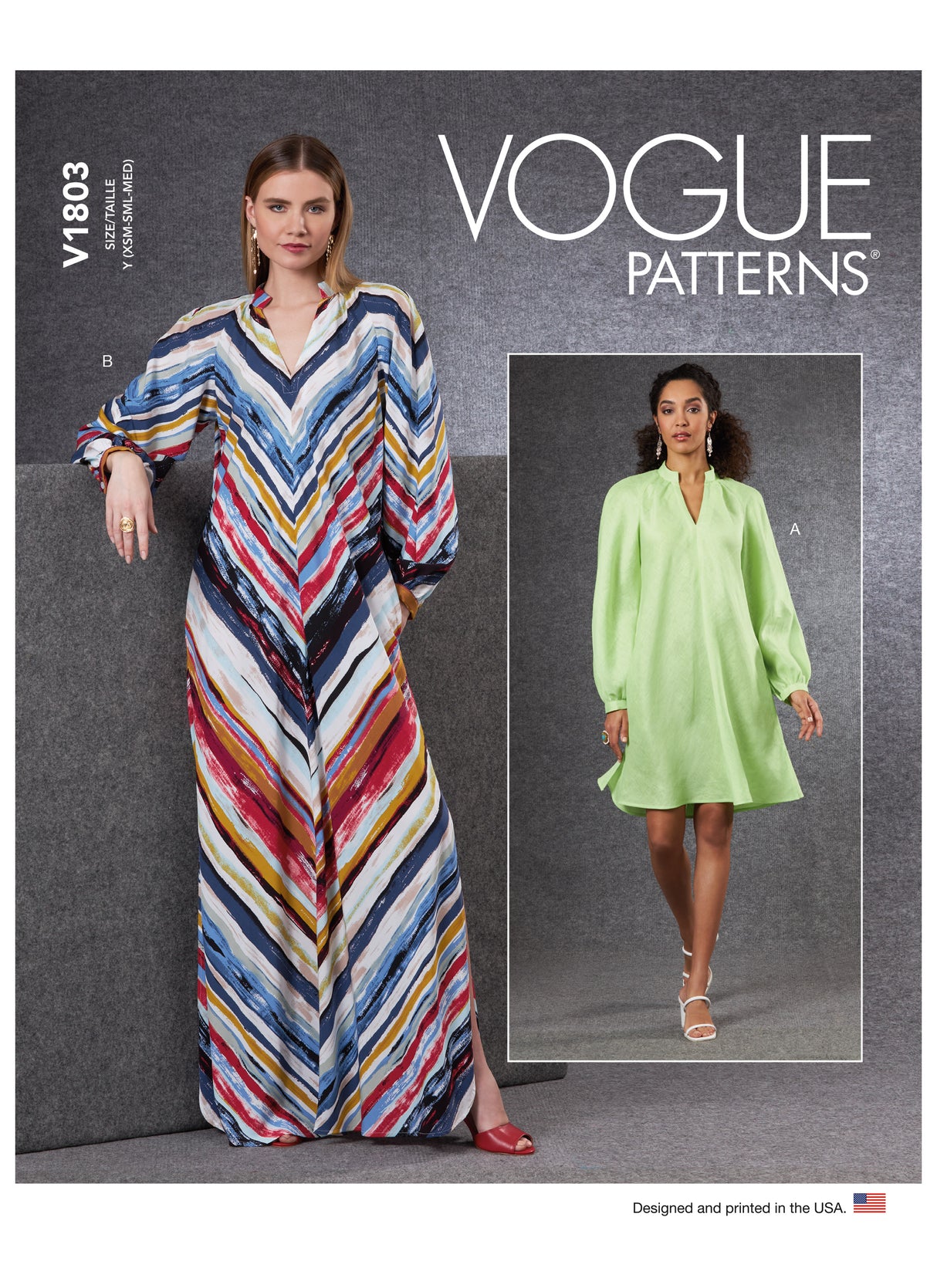 Patron Vogue n°1803 - Robe évasée avec col montant et manches raglan volumineuses
