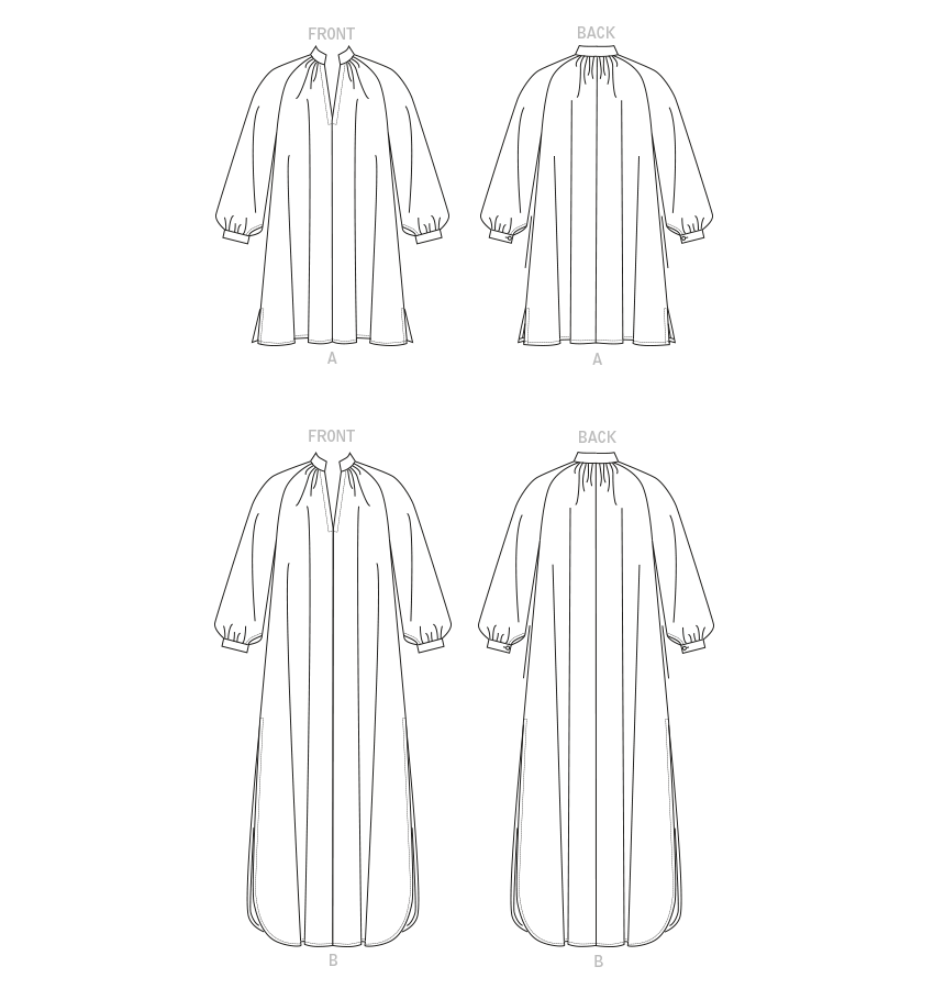 Patron Vogue n°1803 - Robe évasée avec col montant et manches raglan volumineuses