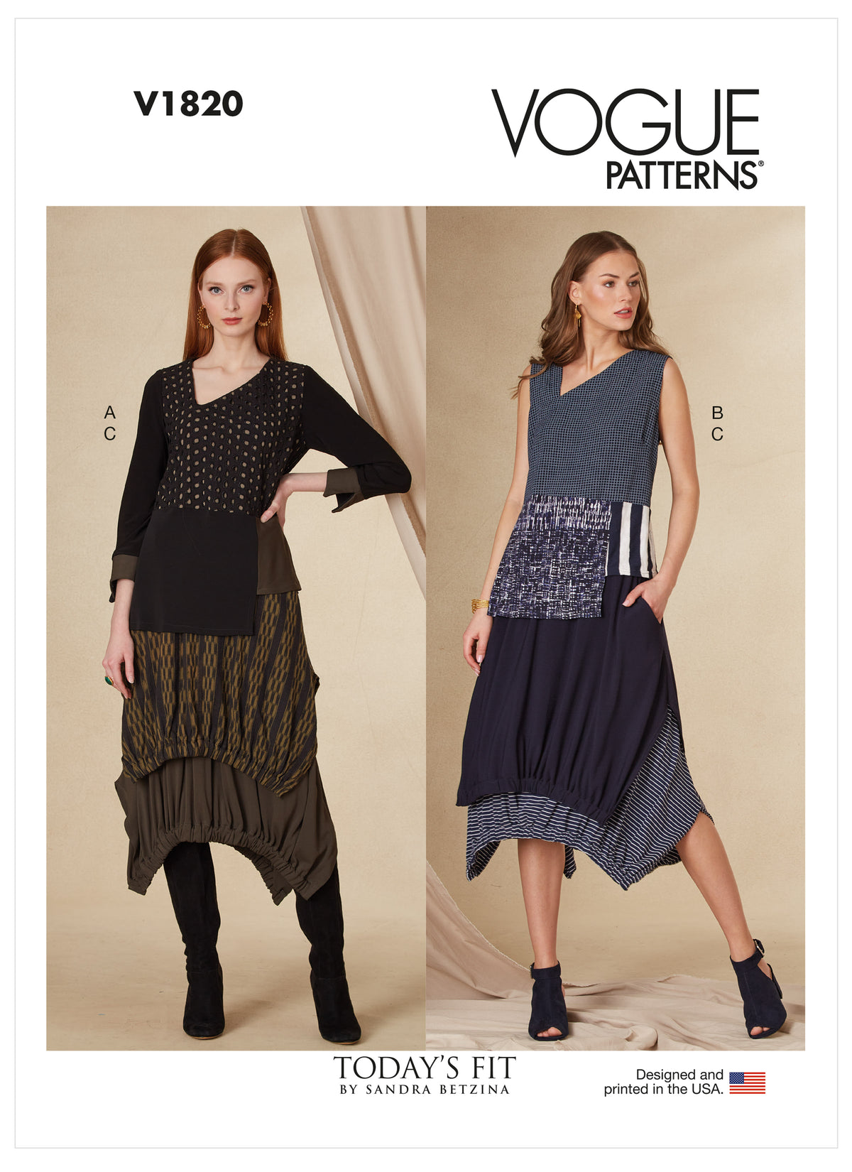 Patron Vogue n°1820 - Ensemble haut asymétrique et jupe à double couche