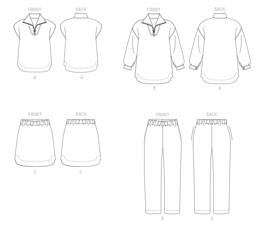 Patron Vogue n°1833 - Ensemble féminin : haut, jupe et pantalon