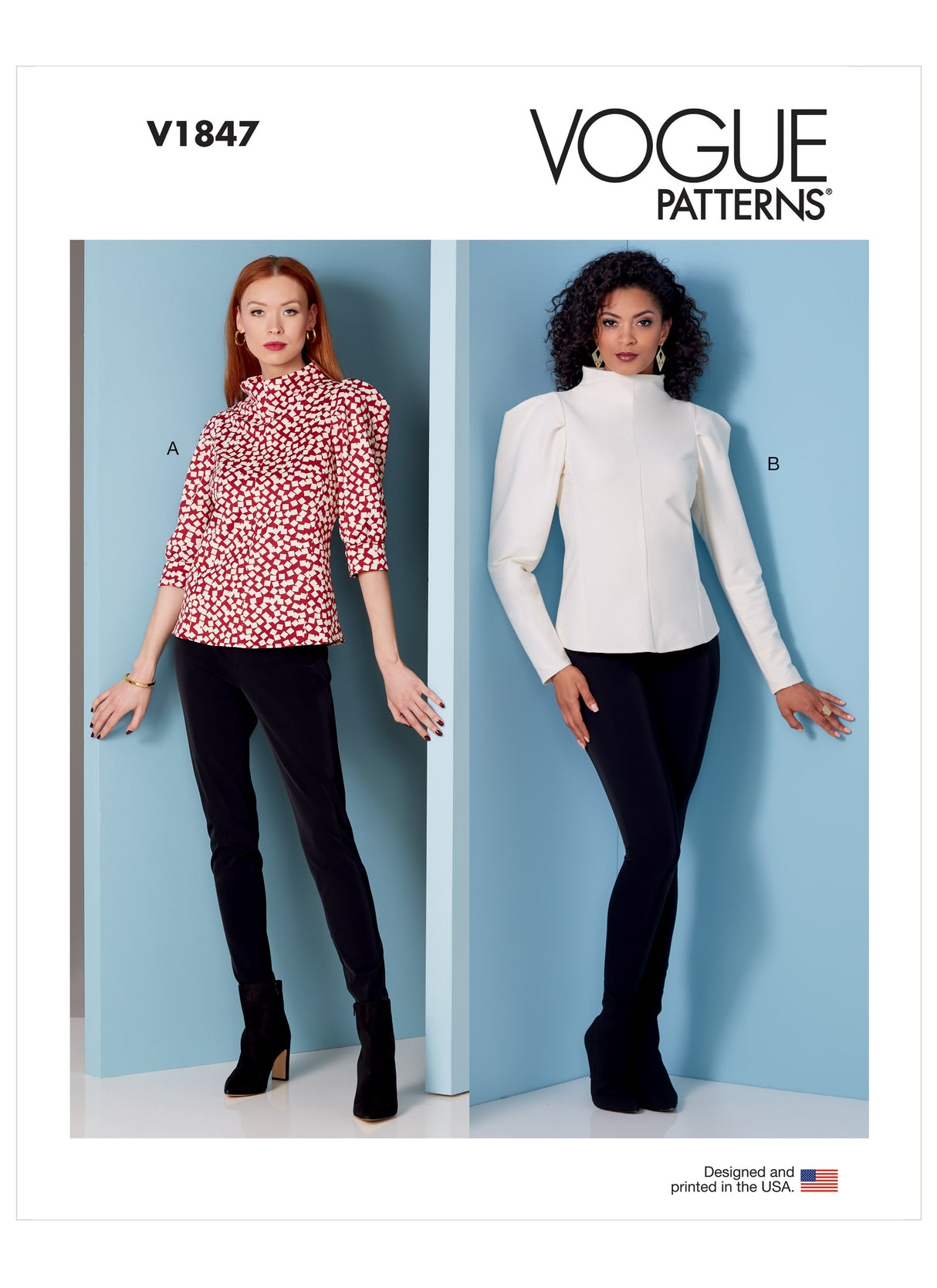 Patron Vogue n°1847 - Haut à col cheminée et manches bouffantes