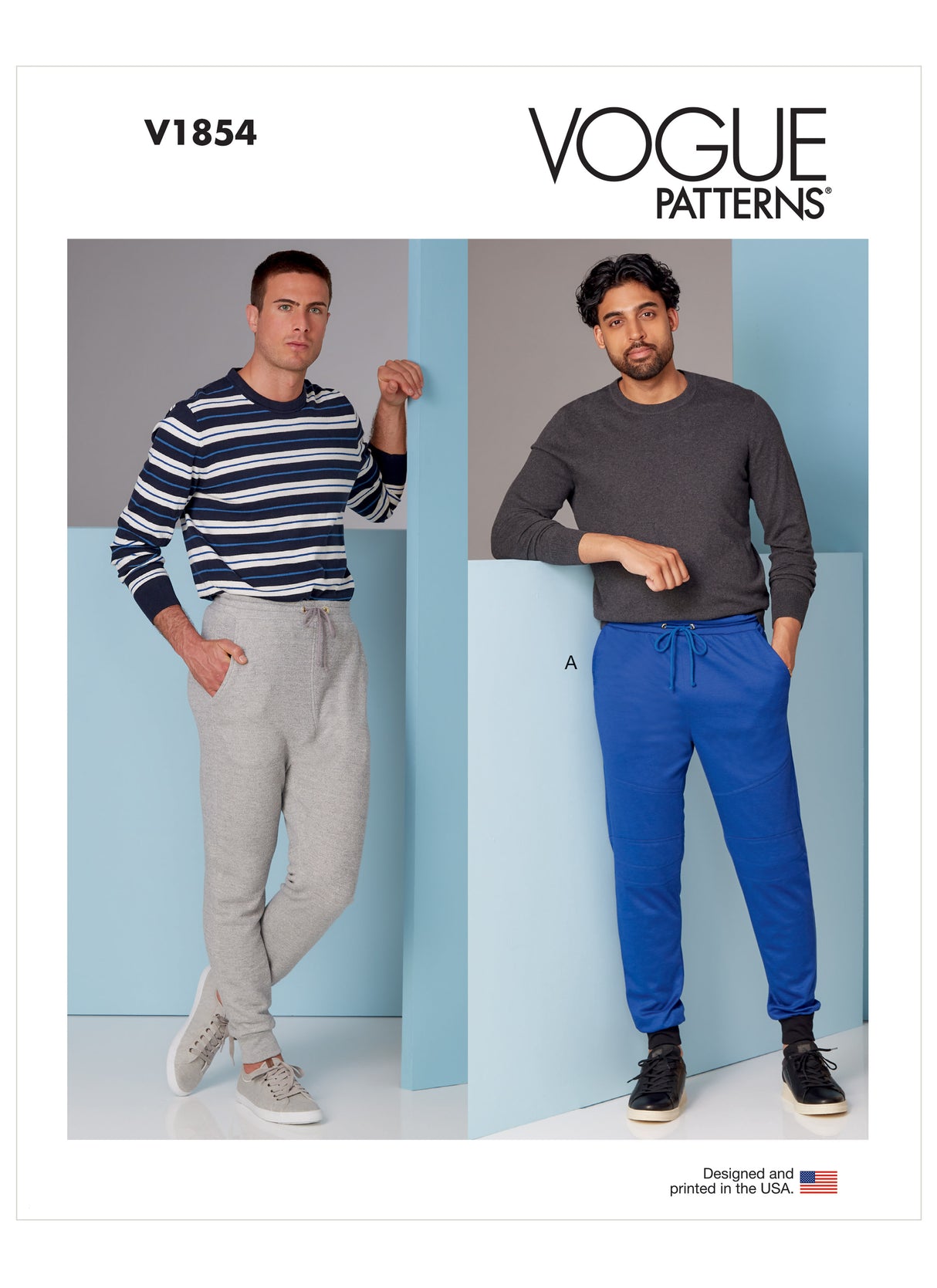 Patron Vogue n°1854 - Pantalon de jogging ajusté pour homme avec détails surpiqués
