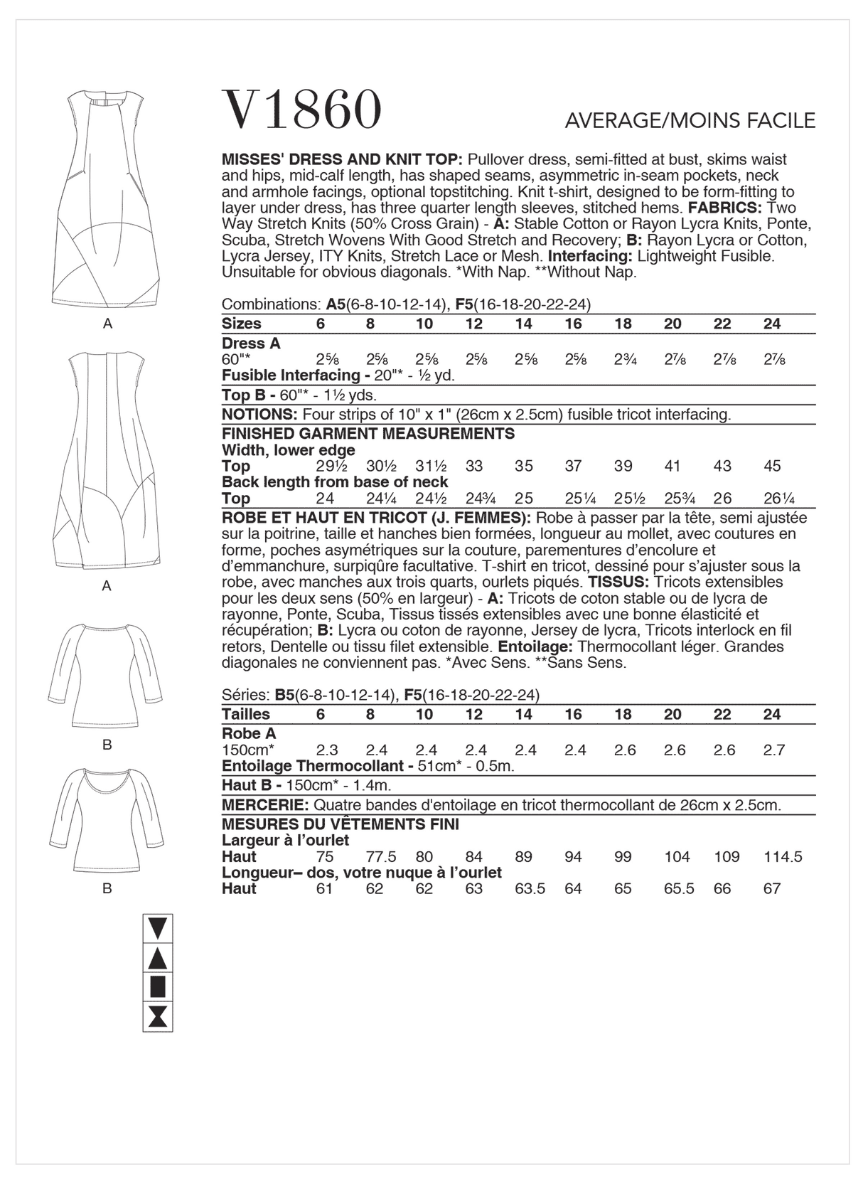 Patron Vogue n°1860 - Robe et haut en maille pour femme