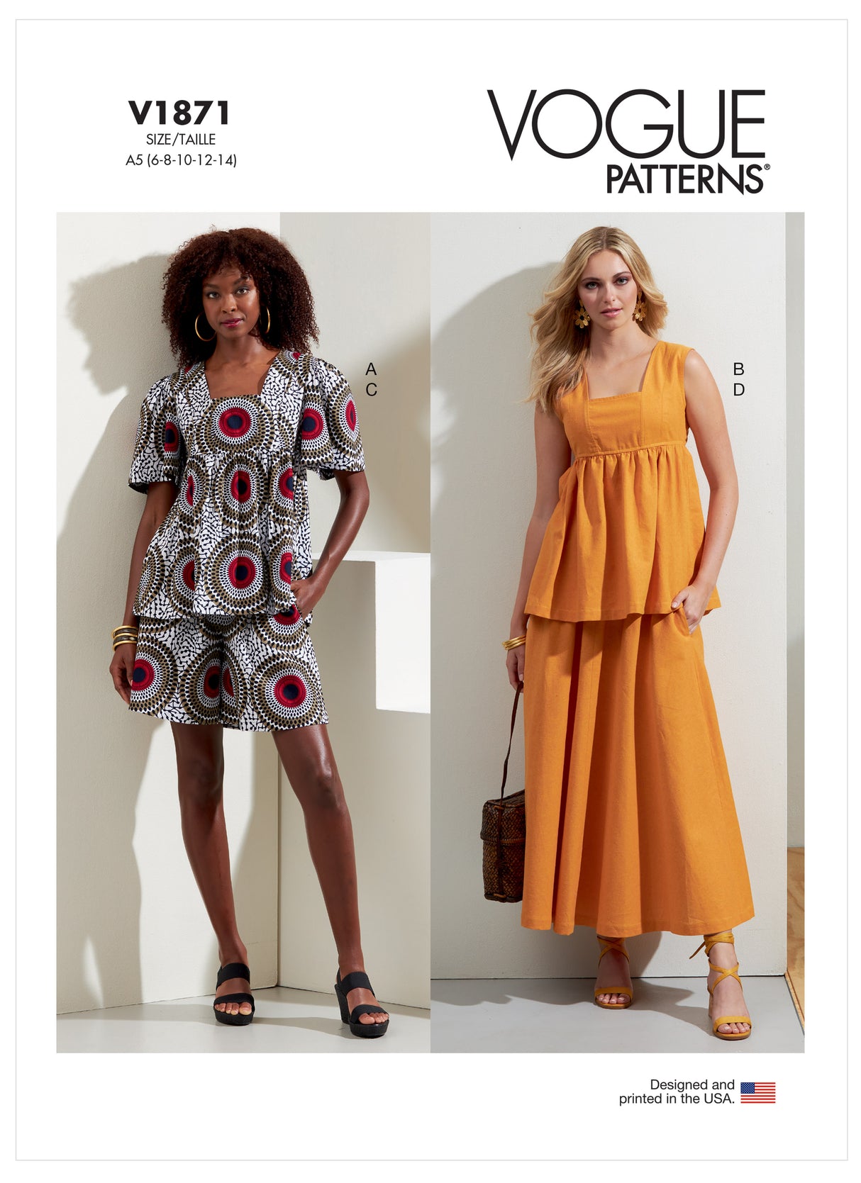 Patron Vogue n°1871 - Ensemble top, short et jupe pour femme