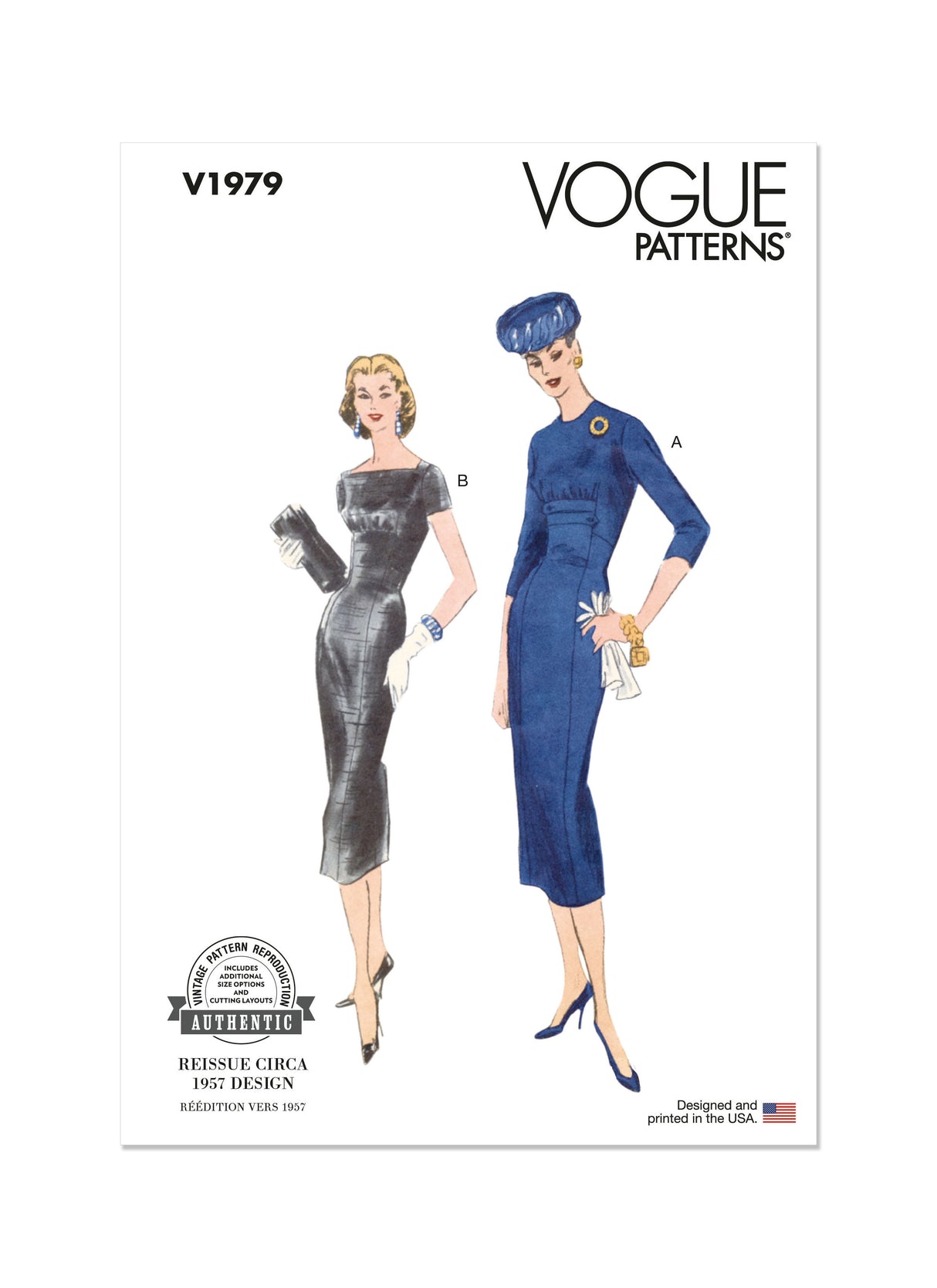Patron Vogue n°1979 - Robe ajustée vintage des années 1950