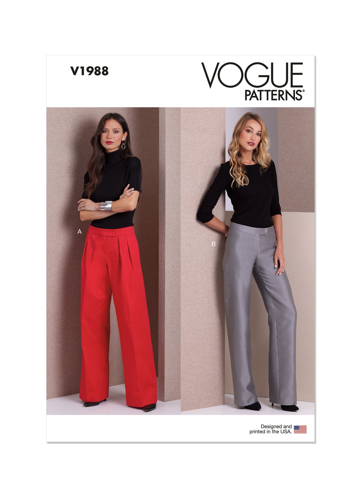 Patron Vogue n°1988 - Pantalon à jambes larges et taille basse