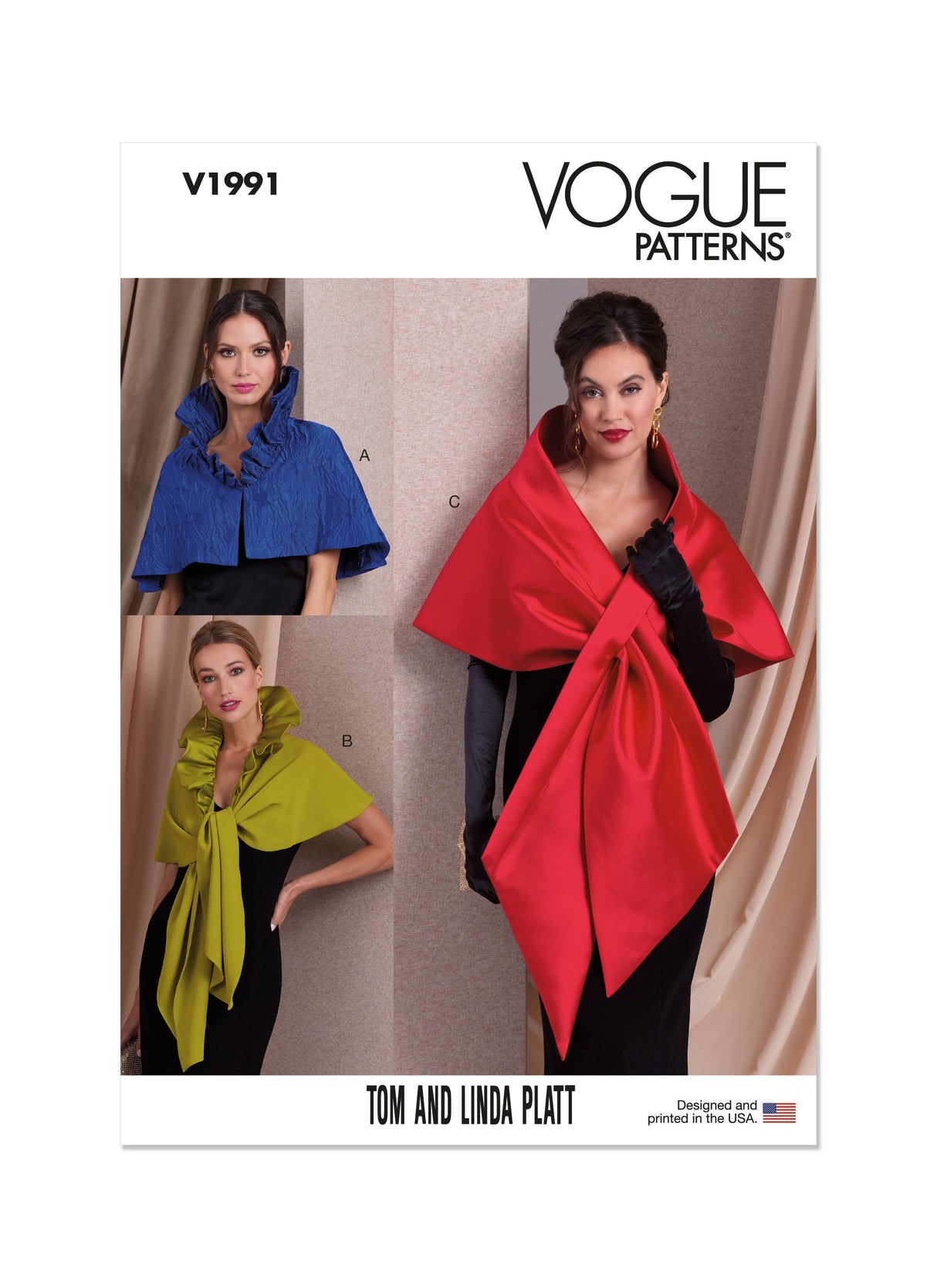 Patron Vogue n°1991 - Trois styles de châles élégants pour femmes