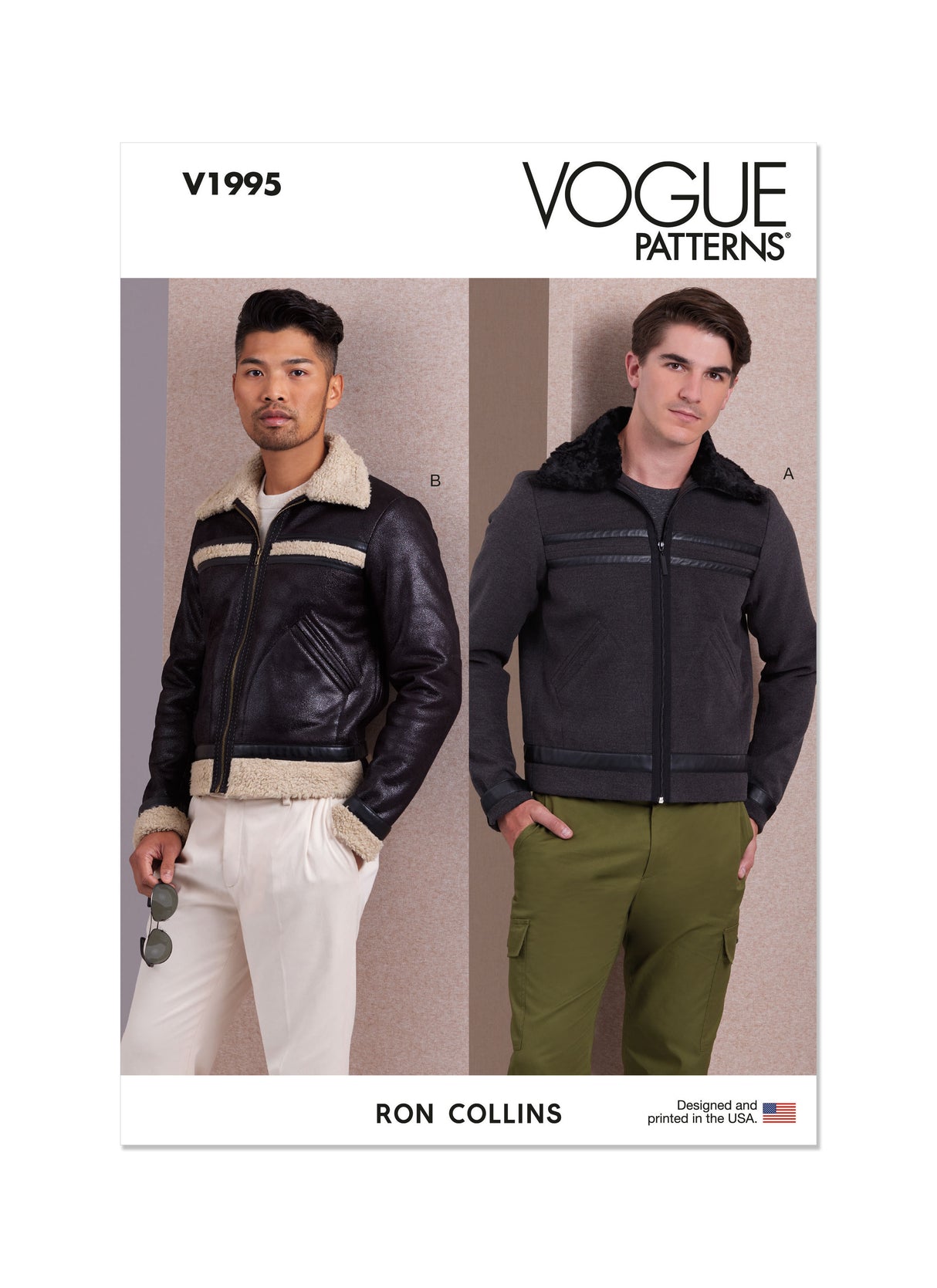 Patron Vogue n°1995 - Veste ajustée pour homme avec col pointu et détails contrastés