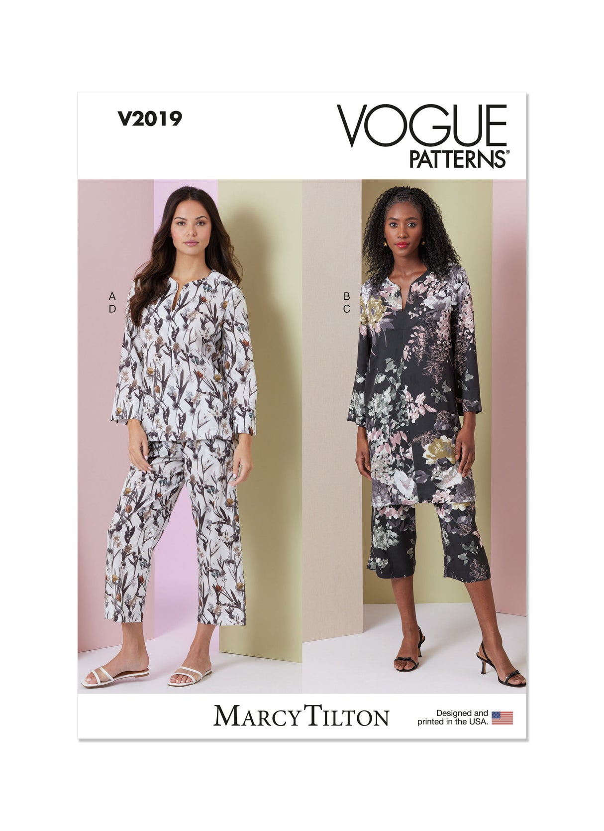 Patron Vogue n°2019 - Ensemble de vêtements de détente avec haut à col fendu et pantalon à taille élastique