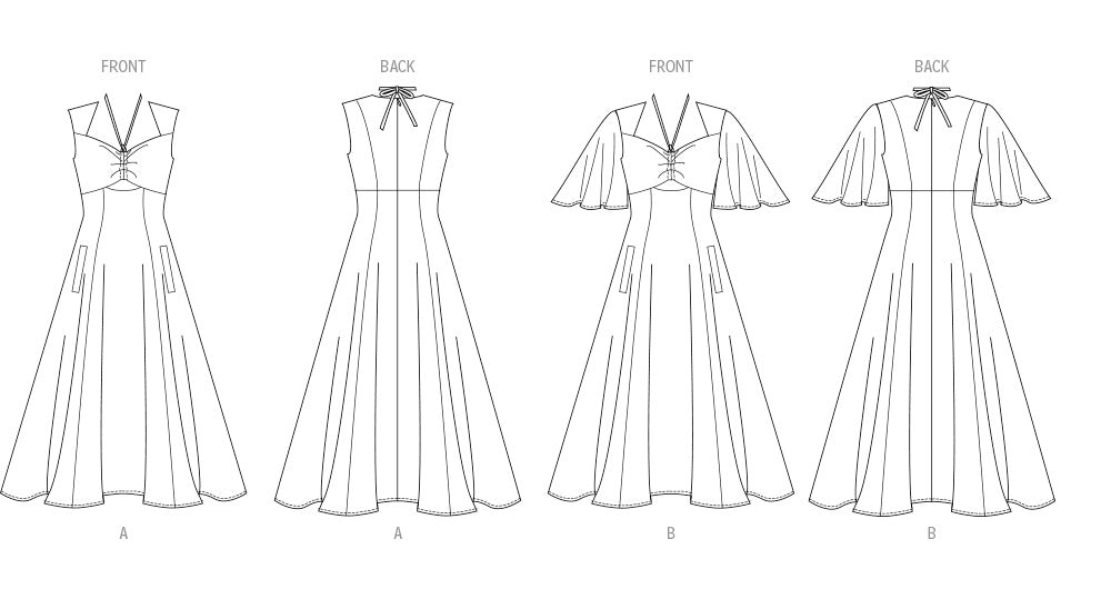 Patron Vogue n°2025 - Robe ajustée et évasée avec découpes et variations de manches