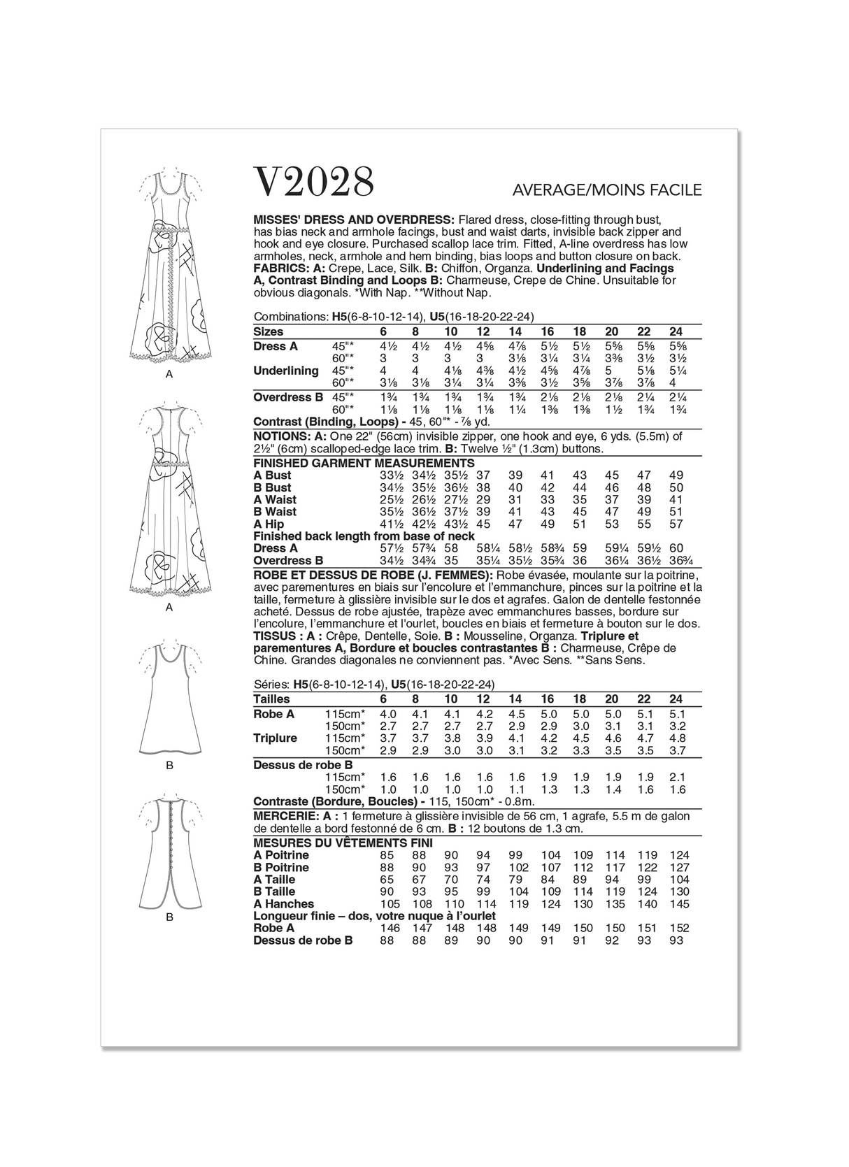 Patron Vogue n°2028 - Robe évasée avec surrobe élégante